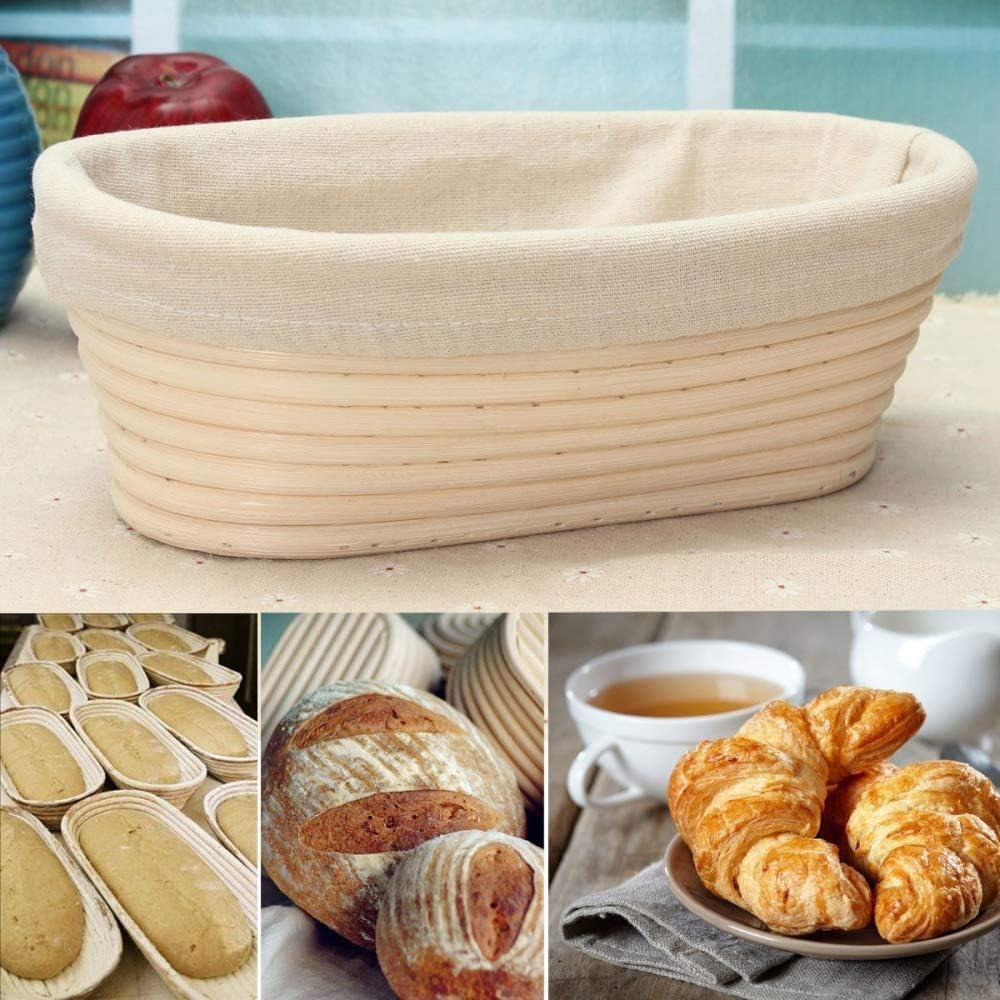 Banneton Bread Proofing Basket, 2 Pack 10 Inch Oval Sourdough Proofing Basket, Sourdough Bread Baking Supplies for Making Baking Fermentation Food Storage Tools
