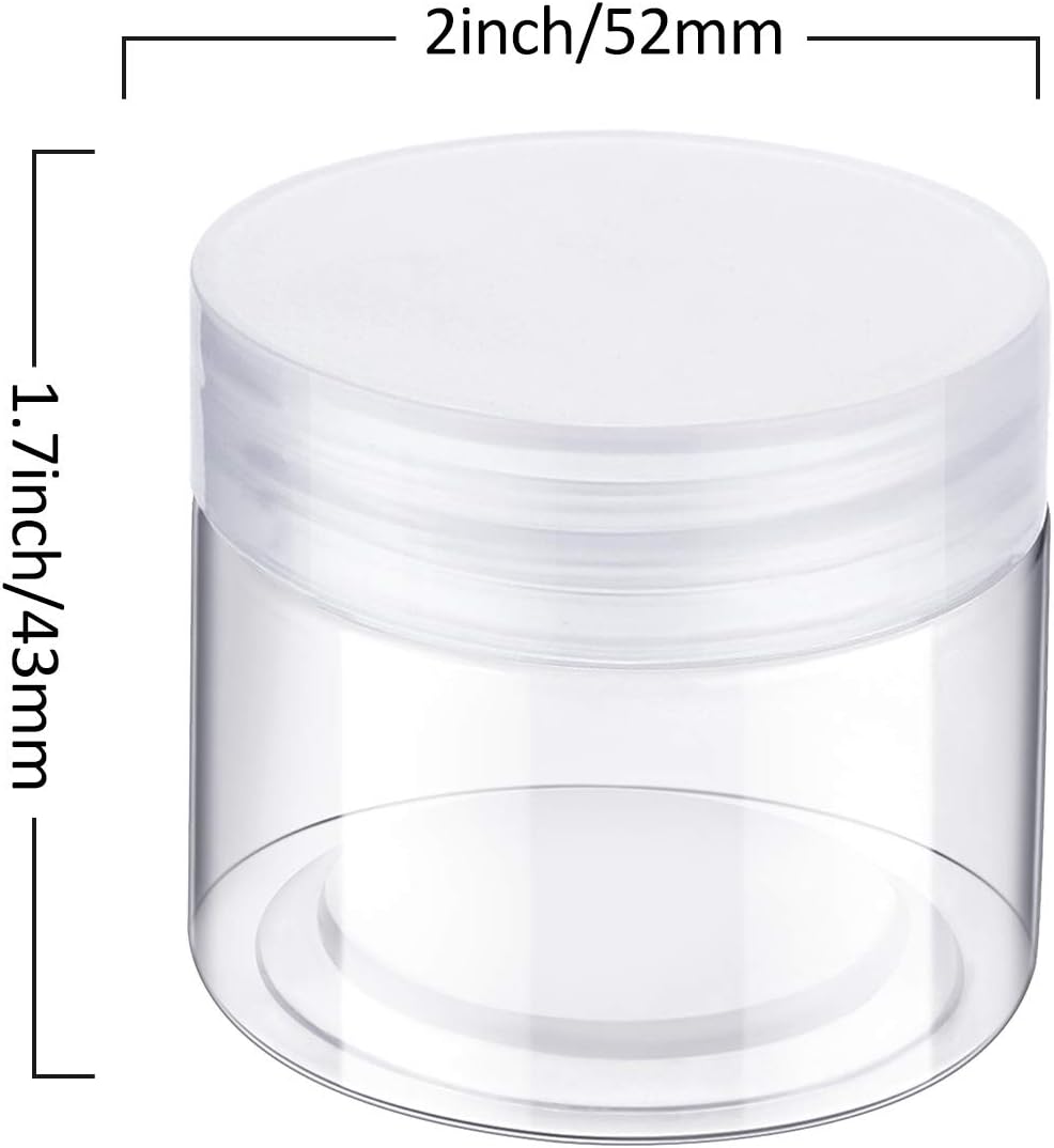 SATINIOR 6 Pack 2 oz Plastic Jars Containers with Lids Wide-mouth Refillable Leakproof Reusable Round Empty Jars for Travel Cosmetic Dry Food Spice Candy Cookie Home Kitchen Organizing (Clear)