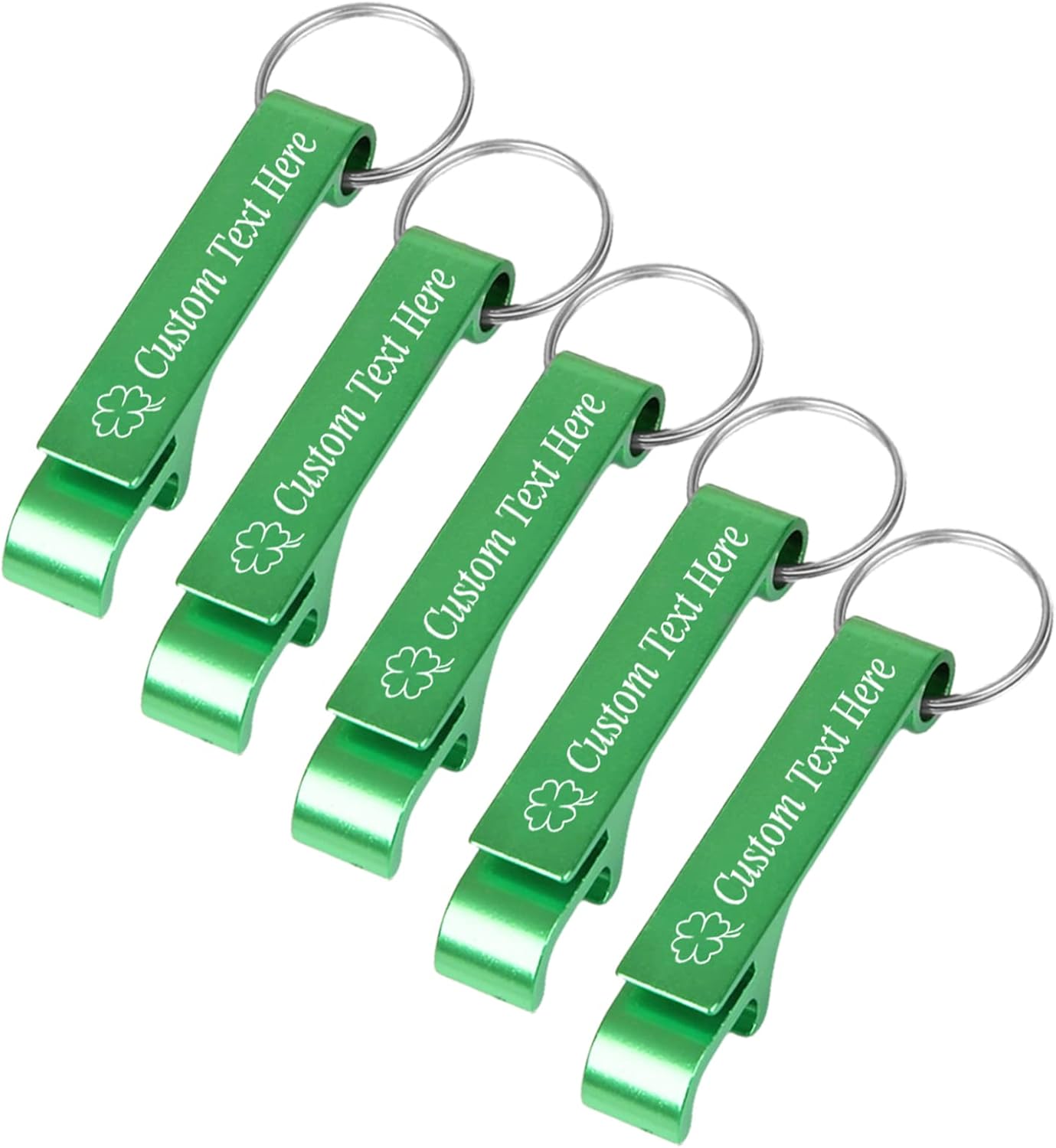 5PCS Personalized Bottle Opener Keychain Bulk Custom Beer Bottle Opener with Logo Text Engraved Wedding Bottle Opener Favors Customized Gifts for Guests Baby Shower Birthday Party-Green
