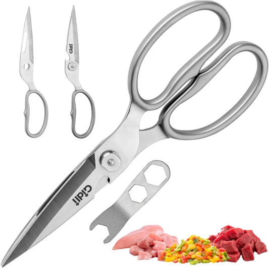 Premium Kitchen Scissors by Gidli – Lifetime Replacement Warranty* - Heavy Duty Kitchen Shears for Food – All-Purpose Stainless Steel Scissors – Dishwasher Safe, Comes Apart for Easy Cleaning