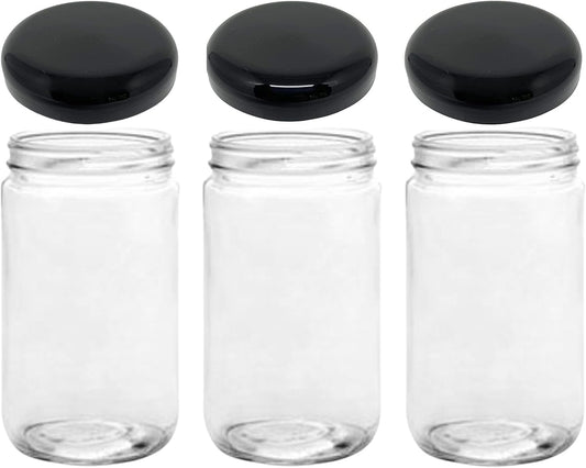 Jarming Collections 32oz Extra Wide Mouth Glass Storage Jar with BPA-Free Plastic Lid – Quart Size Airtight Mason Jar for Kitchen, Pantry, and Food Storage (3 Pack)