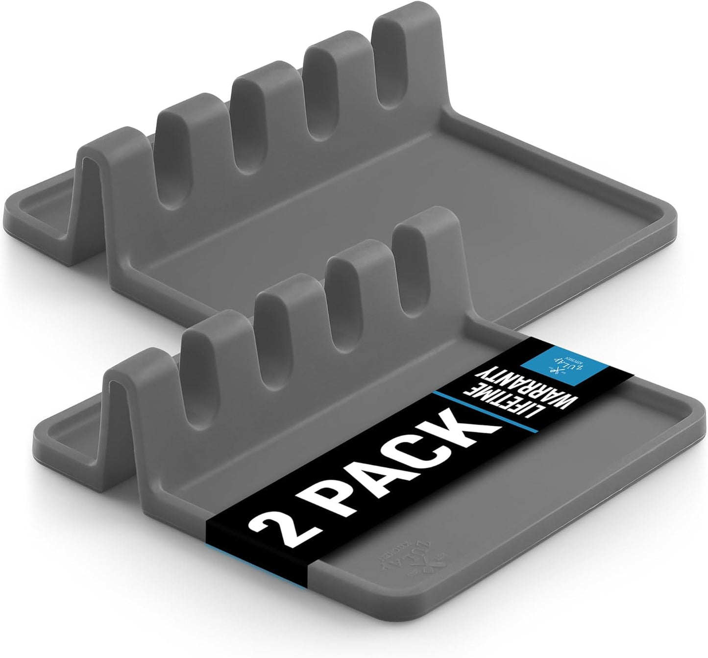 Zulay Silicone Utensil Rest - BPA-Free, Durable Spoon Rest with Drip Pad - Heat-Resistant Spoon Rest for Stove Top - Spoon Rest for Kitchen Counter - Kitchen Gadgets & Kitchen Utensils Holder - 2 Pack