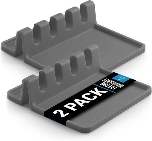 Zulay Silicone Utensil Rest - BPA-Free, Durable Spoon Rest with Drip Pad - Heat-Resistant Spoon Rest for Stove Top - Spoon Rest for Kitchen Counter - Kitchen Gadgets & Kitchen Utensils Holder - 2 Pack