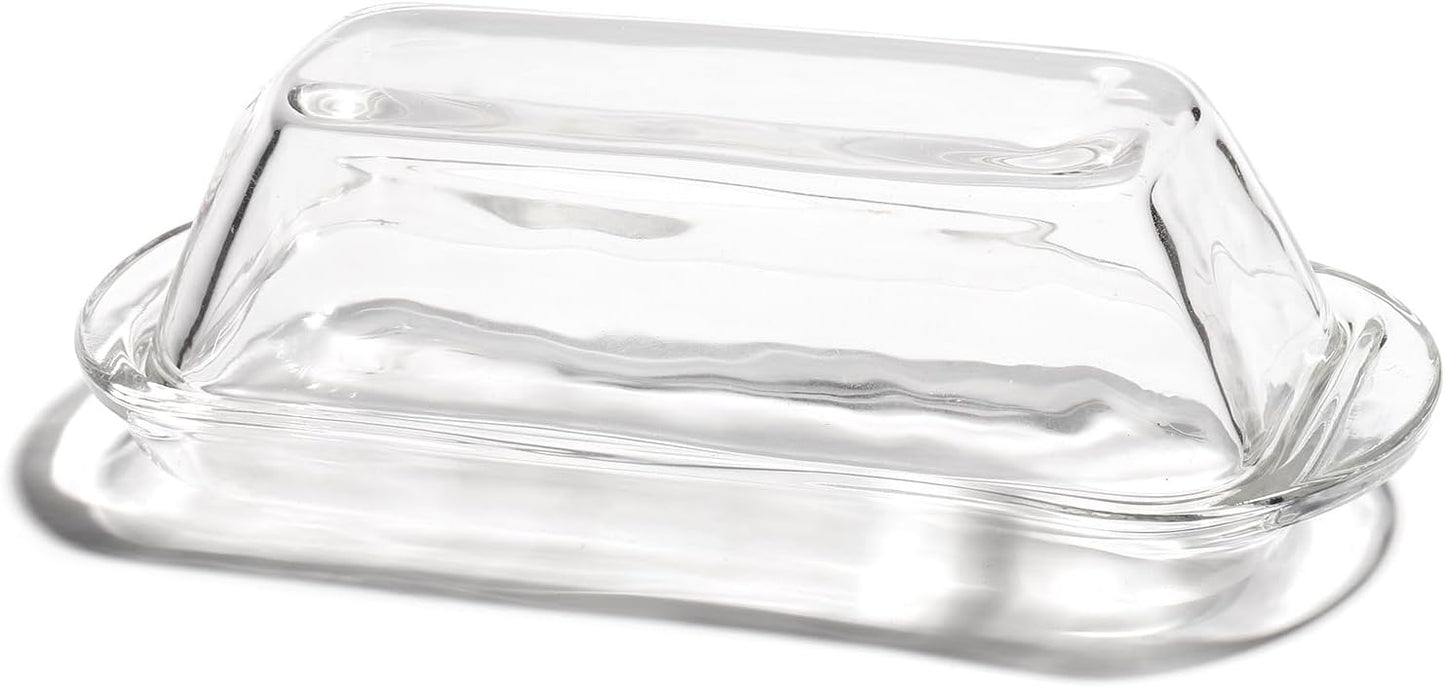 Glass Butter Dish Butter Keeper and Butter Holder for Fridge Butter Dish with Lid for Countertop Vintage Container for Counter Butter Tray with cover (Clear-7)