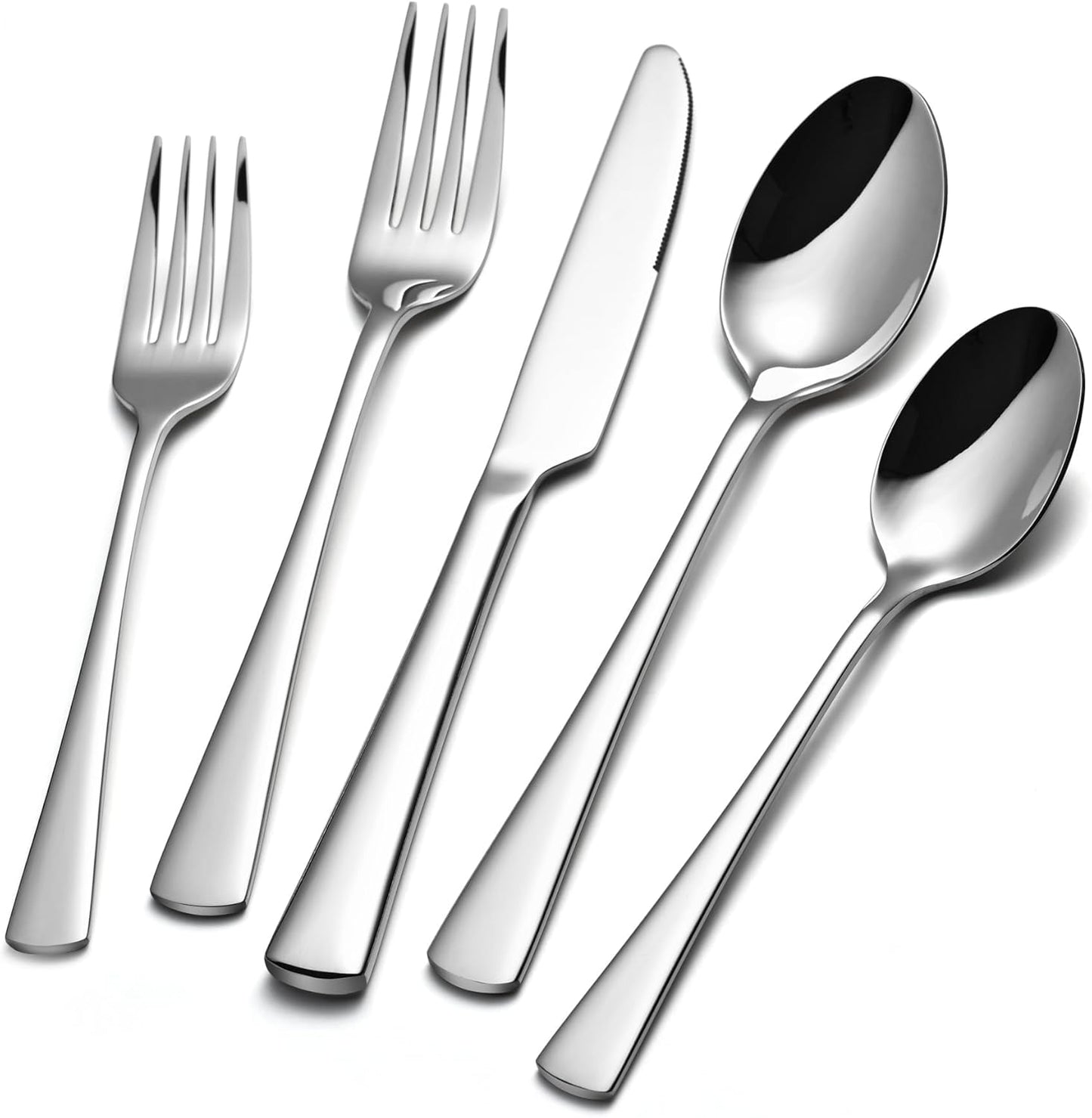 KINGSTONE Silverware Set for 8, 40-Piece Forged 18/10 Stainless Steel Flatware Set, Mirror Finish Cutlery Set Dishwasher Safe for Home, Restaurant, Wedding, Party