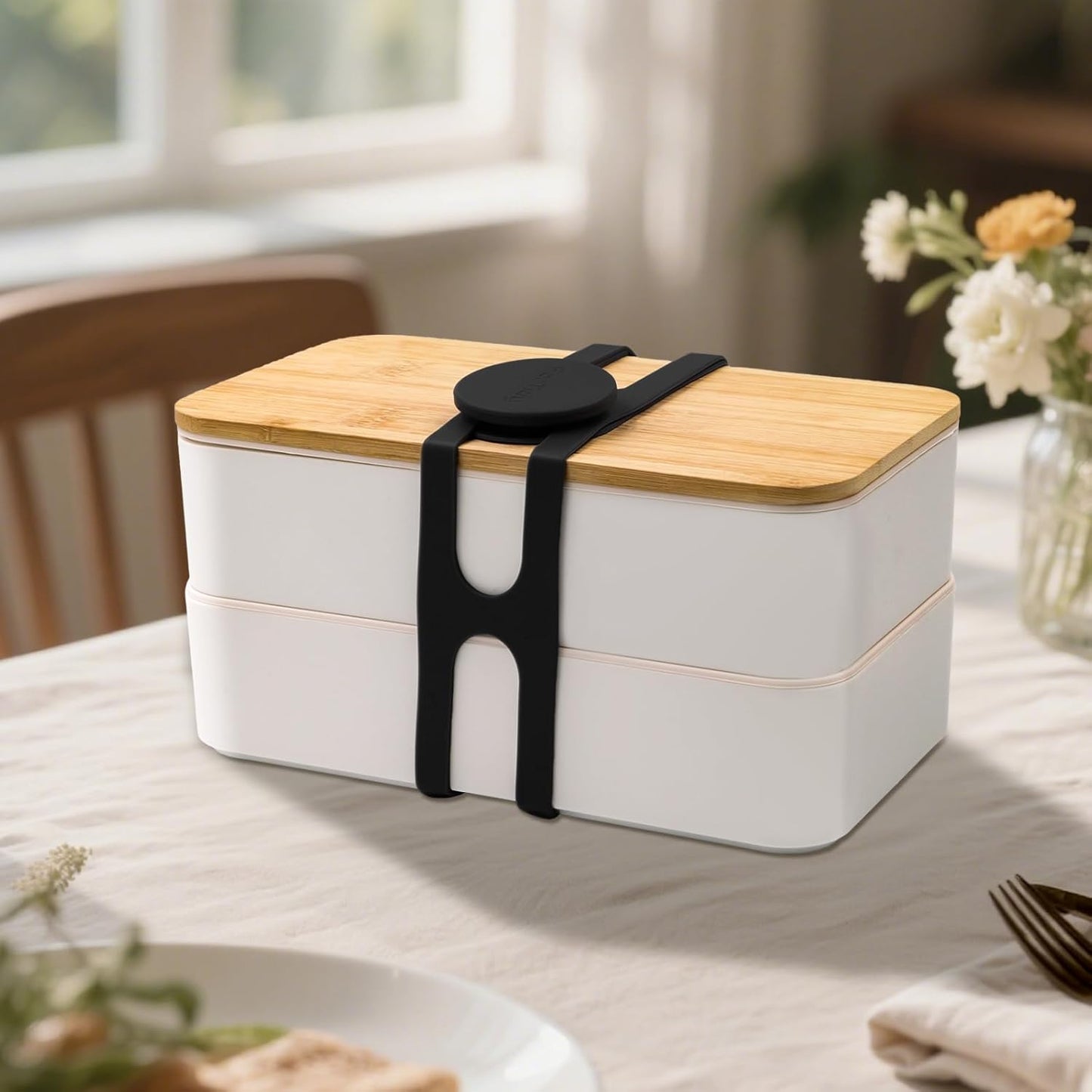 Silicone Latch Strap for Slow Cooker Lid, Pot, Bento Box, 21.65 In Reusable Elastic Self-Lock Silicone Tie for Bundling or Organizing Curtain, Cords, Yoga Mat, Camping Mat, 2pcs (Black&Black)