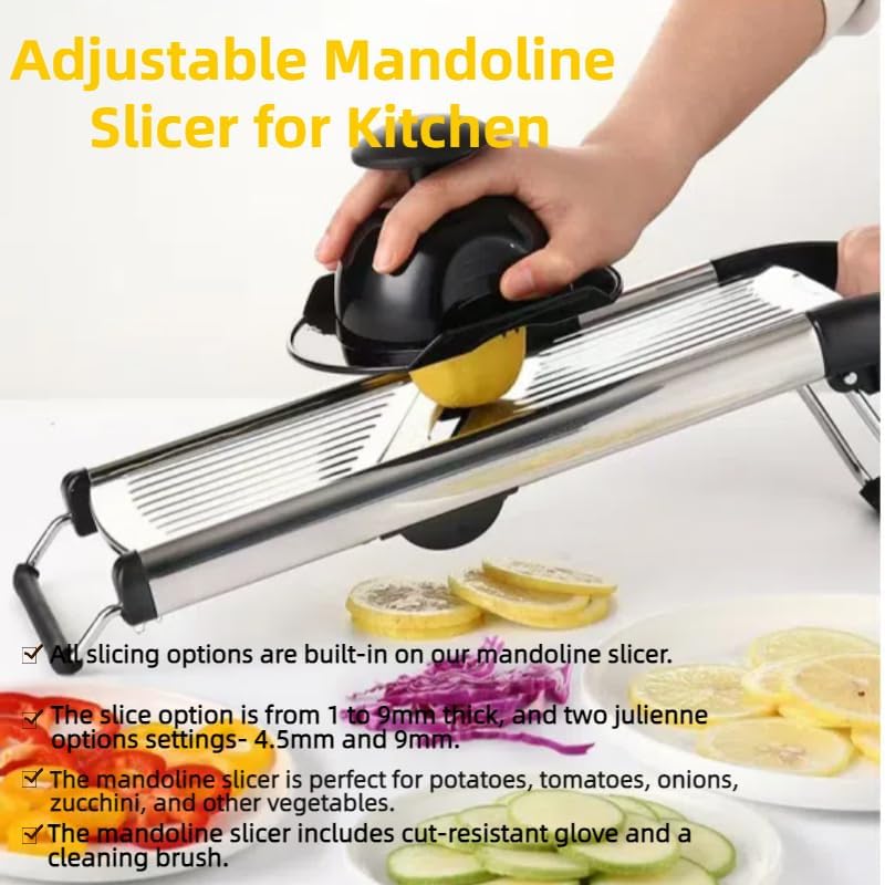 GYH&GXR Mandoline slicer Mandoline food slicer for kitchen Adjustable stainless steel blades Vegetable Chopper Potato Tomato Carrot Vegetable Fruit and Onion Cutter