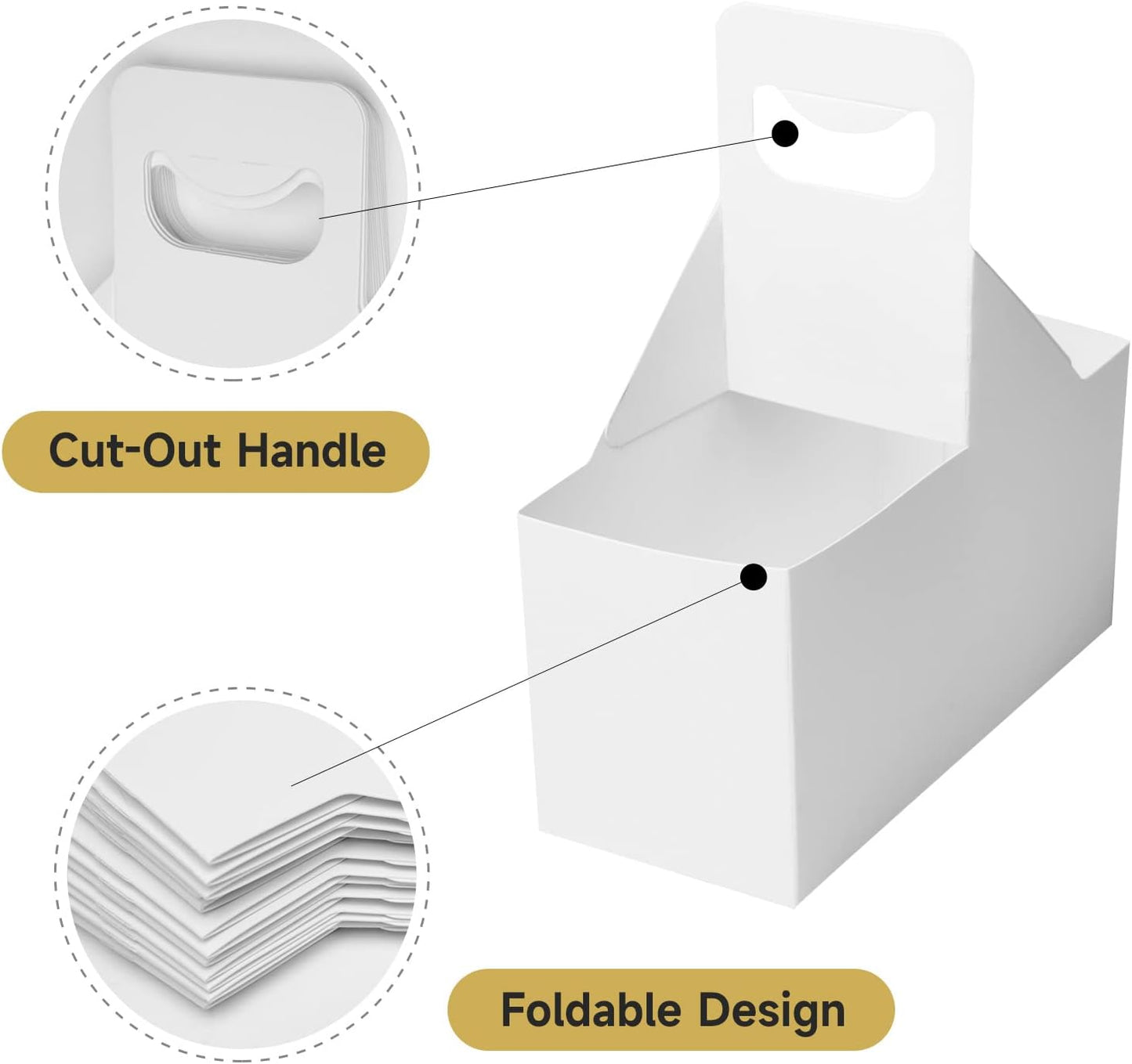 Kraft Cofee Drink Carrier with Handle - 30 Pack 2 Cup Kraft Paperboard Cup Holder Bulk Disposable Cardboard Drink Carrier for 12-32 OZ Drinks, Takeout, Candy, Cafe and Restaurant Food Service Delivery