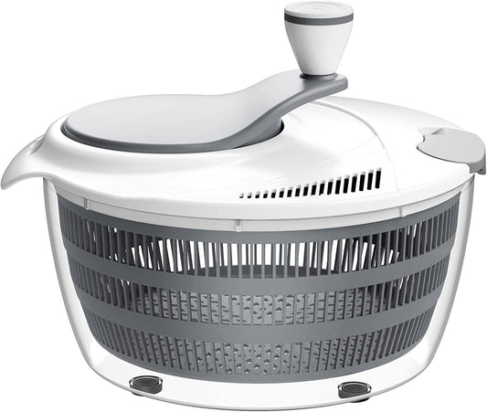 Smile mom Salad Spinner Large Lettuce Spinner Kitchen Gadgets, Large Salad Spinner Vegetable Washer, High Efficiency for Home Kitchen Washing & Drying Leafy Vegetables With Rotary Handle 4.2Qt Grey