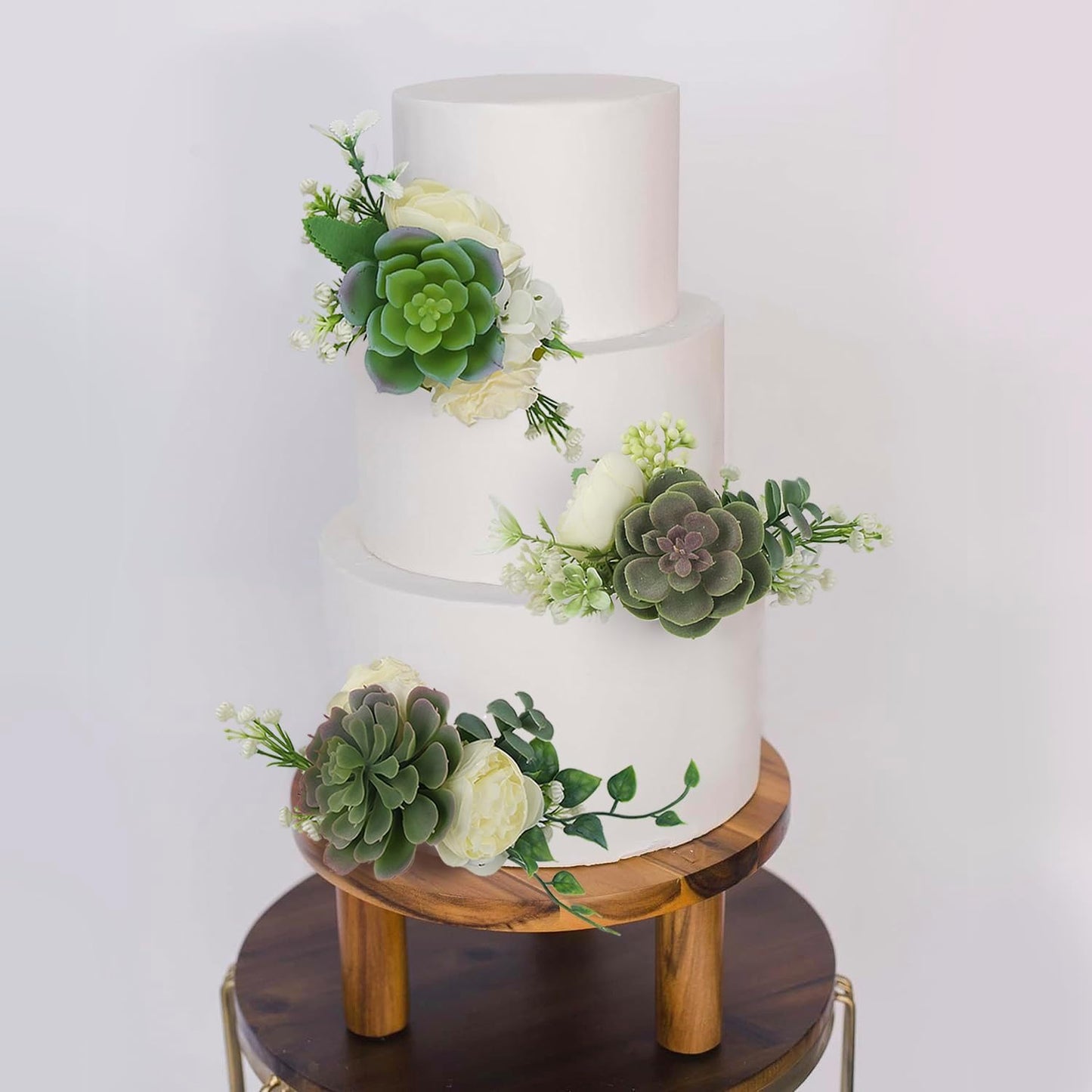 Rinlong Pre-made 3Pcs Faux Succulent Cake Decorating Flowers Cake Toppers Green Cake Decorations Wedding Birthday Baby Shower Spring Cake Decor Topper