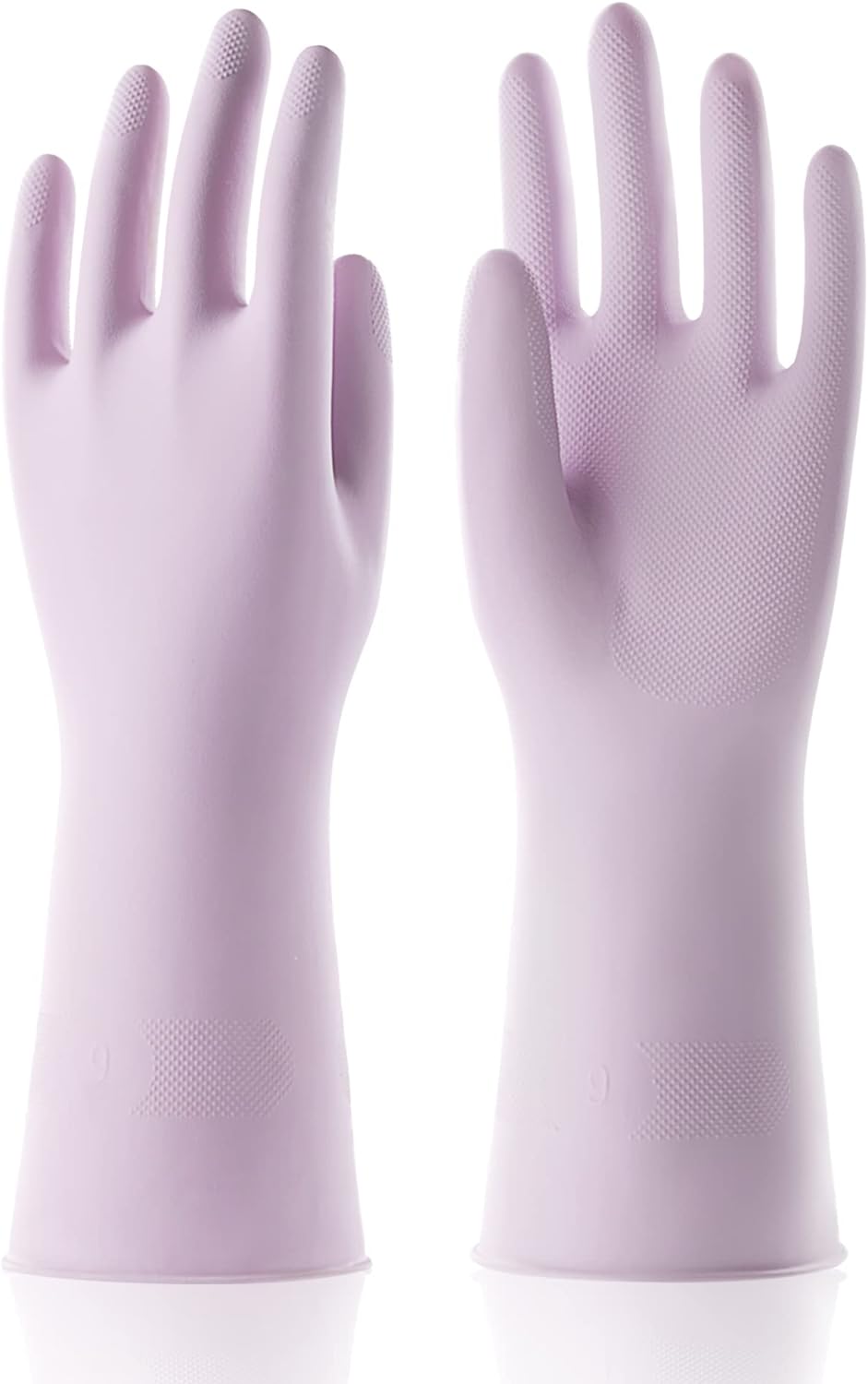 COOLJOB Medium Household Rubber Gloves with Cotton Liner & Non-slip Grip, Waterproof Long Lasting Dishwashing Gloves for Kitchen & Bathroom Cleaning, Purple, 1 Pair
