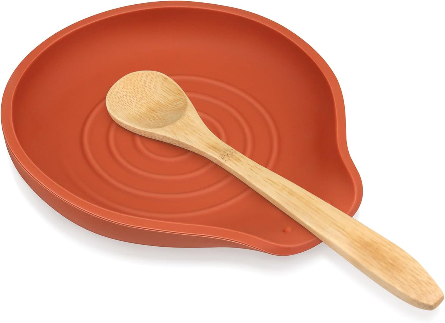 Silicone Spoon Rest for Stove Top - BPA-Free, Heat-Resistant Spoon Holder - Spoon Rest for Kitchen Counter - Large Cooking Utensil Rest for Spoons, Spatulas, Ladles or Tongs - Orange Red
