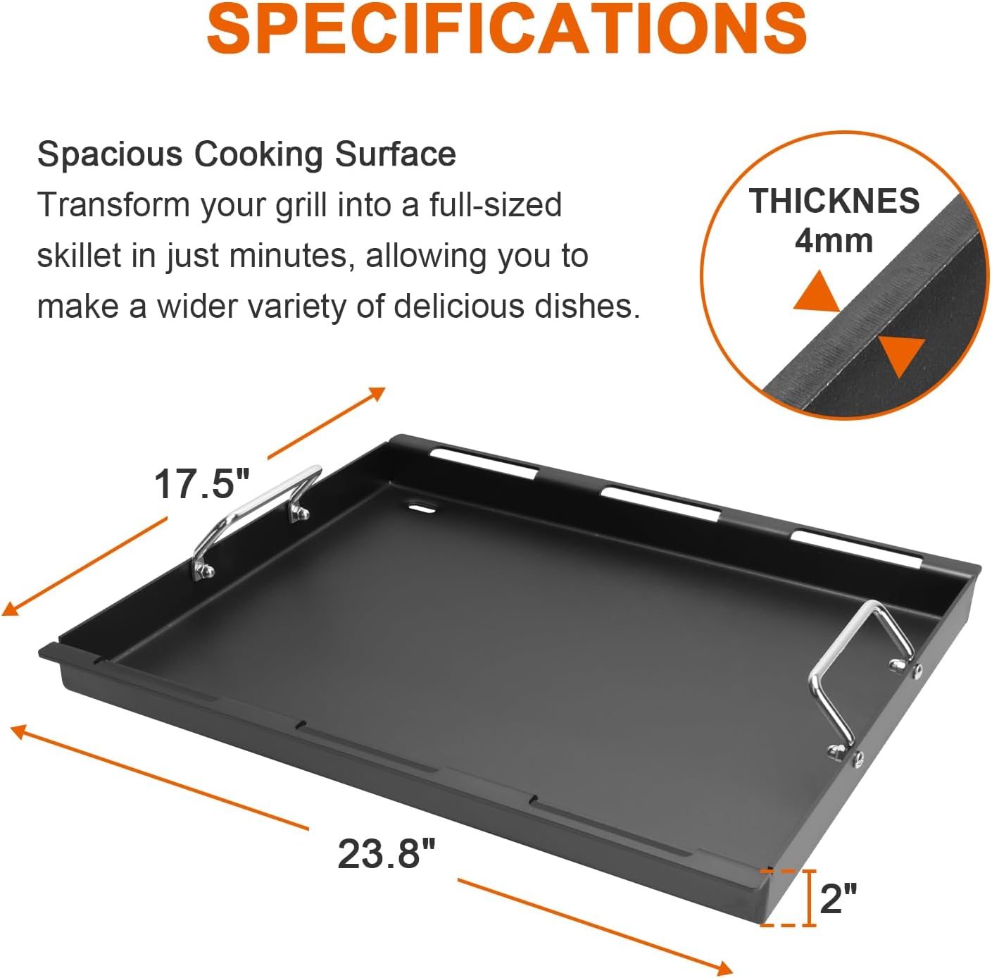 DELSbbq 6787 Full-Size Grill Griddle Insert for Weber Spirit 300 Series Gas Grills, Non-Stick Flat Top Griddle Replacement for Weber Spirit I & II 300 Series E-310 E-320 S-310 S-320 Series