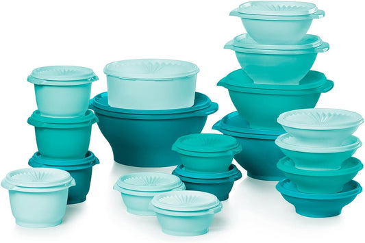 Tupperware Heritage Collection, New 36 Piece Food Storage Container Set in Vintage Green, Dishwasher Safe and BPA Free (18 containers, 18 lids)