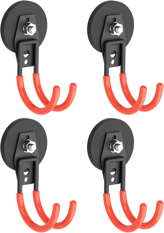 Large Heavy Duty Magnetic Hooks,4 Pack Strong Magnet Hooks for Power Drill and Garage Tools,Anti-Scratch Garage Magnetic Tools Holder,Magnetic Cable and Hose Holder,Magnetic Garage Hooks
