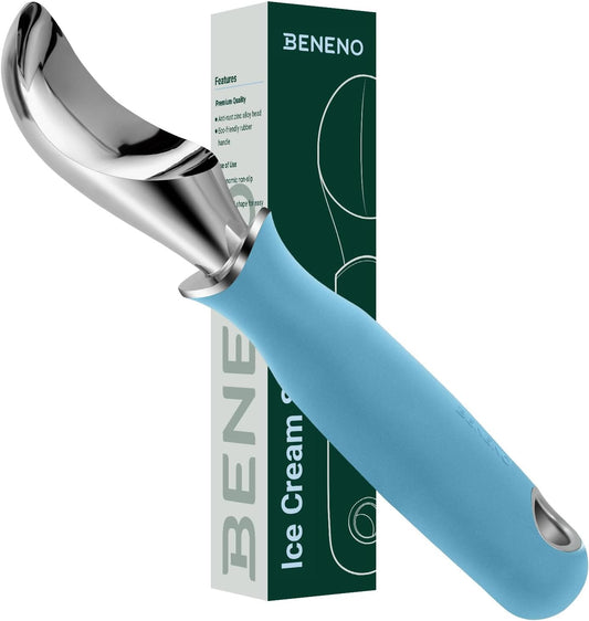 Beneno Heavy Duty Ice Cream Scoop - Upgraded Anti-Fracture Design, Comfortable Grip Long Handle, Effortless Scooping & Dishwasher Safe, Aqua