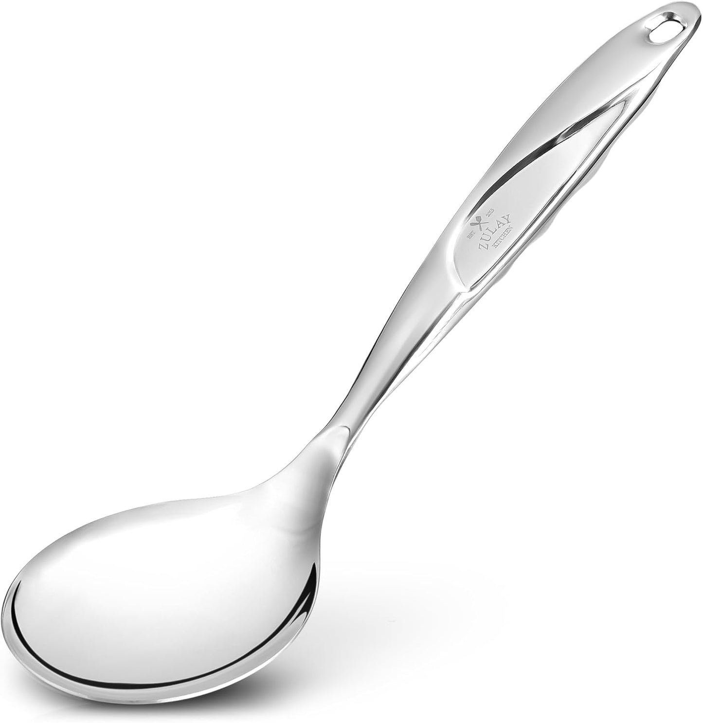 Zulay Kitchen Stainless Steel Serving Spoon - Large Cooking Spoon - Durable Premium Stainless Steel with Comfortable, Ergonomic Handle - Easy to Clean - Perfect for At Home Cooking & Buffets - 11.5”