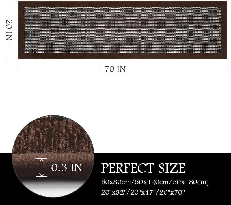 PADOOR Kitchen Rugs and Mats Non Skid Washable - Non Slip Absorbent Kitchen Runner Rugs for Floor, Machine Washable Standing Mats for in Front of Sink,Entryway,Entrance,Door(20"x70",Dark Brown)
