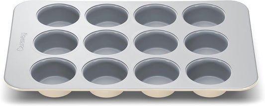 Caraway Non-Stick Ceramic 12-Cup Muffin Pan - Naturally Slick Ceramic Coating - Non-Toxic, PTFE & PFOA Free - Perfect for Cupcakes, Muffins, and More - Cream
