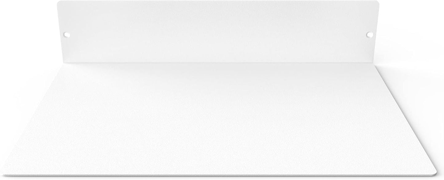 DIY CARTEL Made in USA Linear Floating Shelf - Forged USA Manufactured Steel - Industrial Heavy Duty Metal Wall Mounted Modern Rustic Farmhouse Designed Shelf (12-in X 8-in Powder Coated White)