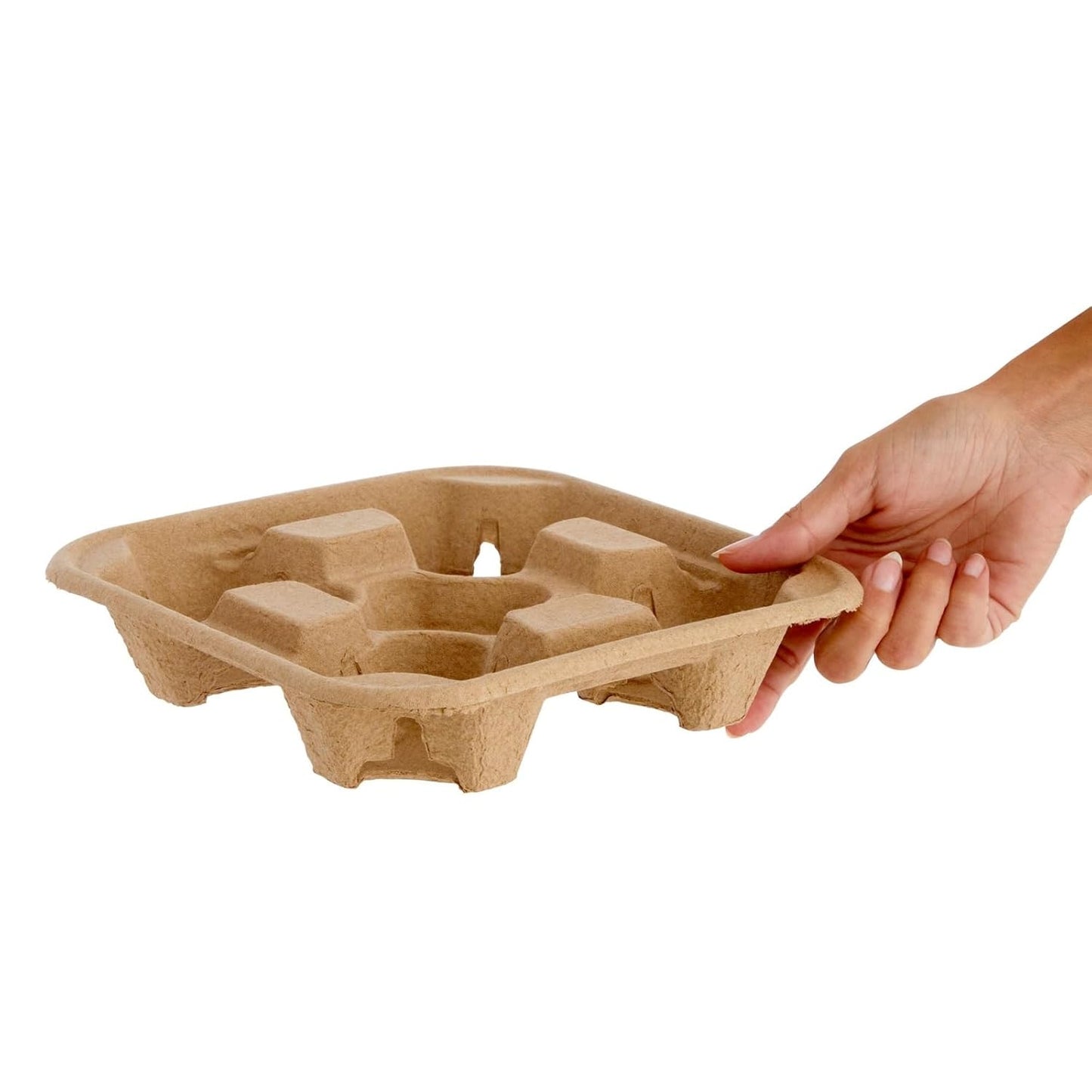 Okuna Outpost Paper Drink Carrier - 8.5 x 8.5 x 1.8 in, Brown, 60 Pack - 4 Cup Holder Coffee Tray & Drink Tray - No-Spill Design for Hot & Cold Beverages