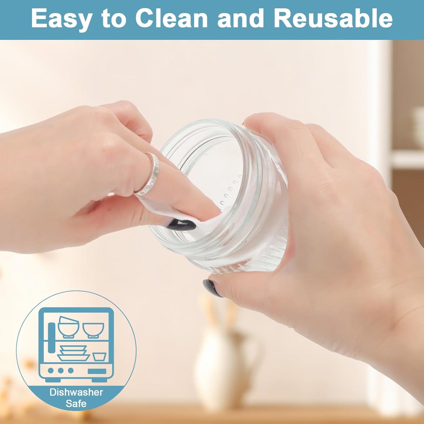 Glass Regular Mouth Mason Jars, Mini Mason Jars 4 oz, 8 Pack Clear Glass Jars with Colorful Plastic Lids, Small Canning Jar for Spice, Jam, Honey, Jelly, Dessert