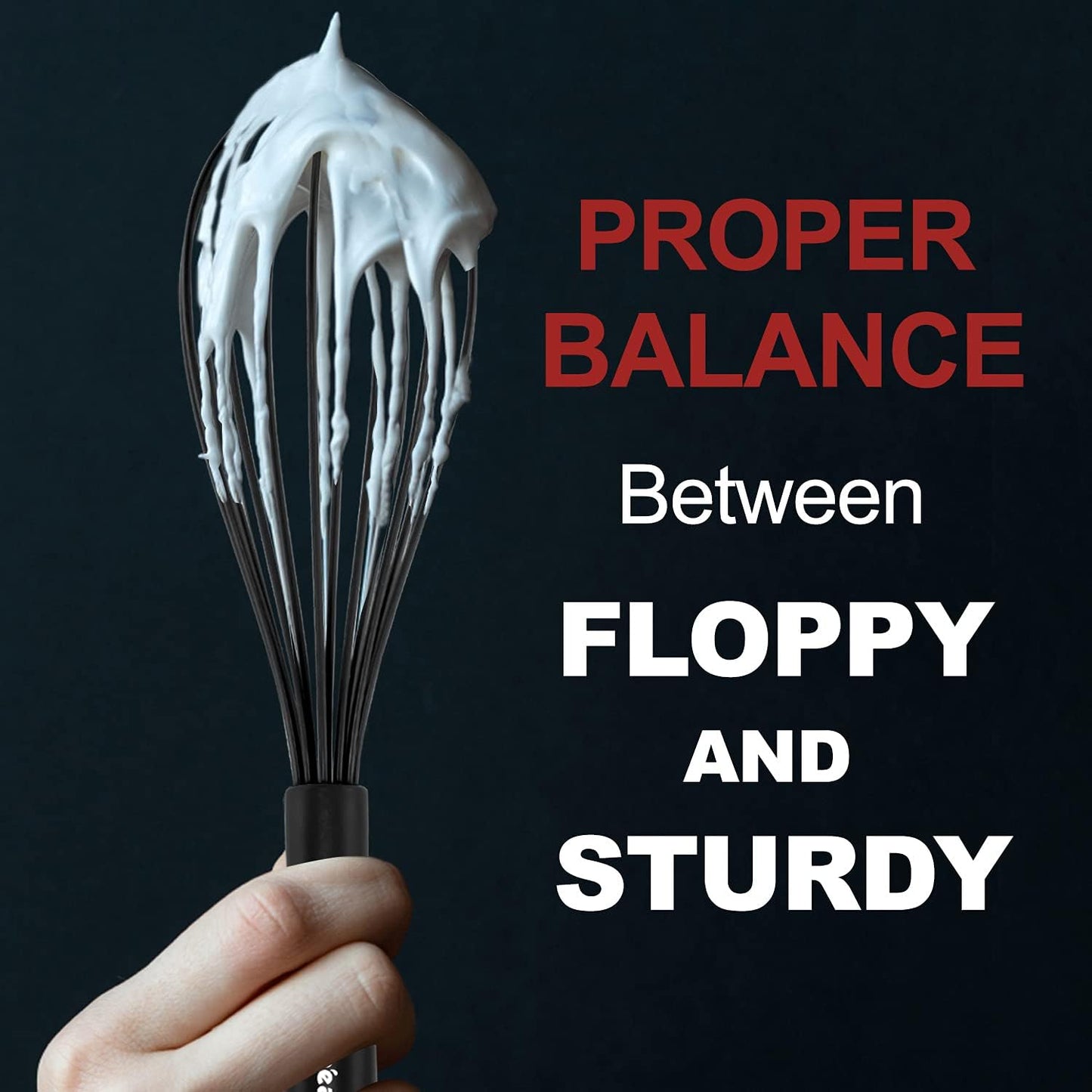 Anaeat Silicone Balloon Whisk, Perfect for Non-Stick Cookware, Milk and Egg Beater Blender, Heat Resistant Kitchen Whisks for Whisking, Cooking, Baking, Beating, Frothing & Stirring (Black)