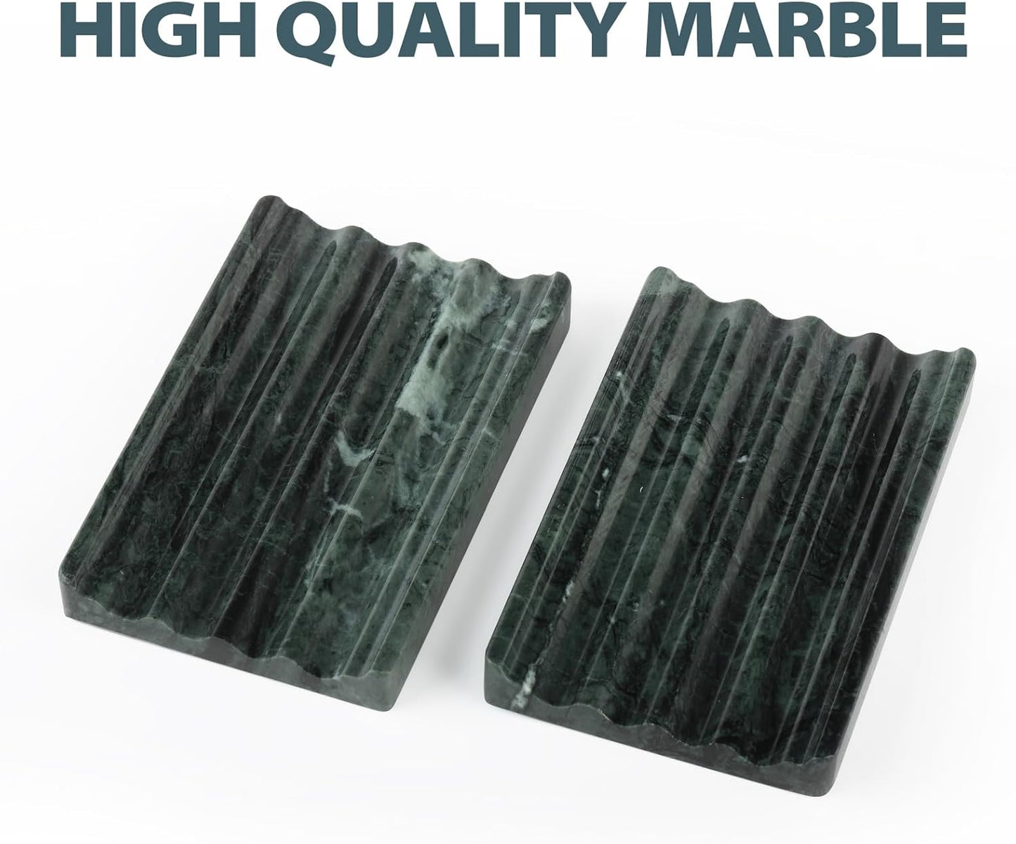 Marble Soap Dish, Soap Holder for Shower, Green Bar Soap Holder with Water Ripple Design, Easy Cleaning Stone Soap Saver for Kitchen Sink，Bathroom, Executive Indian Natural Stone Soap Tray