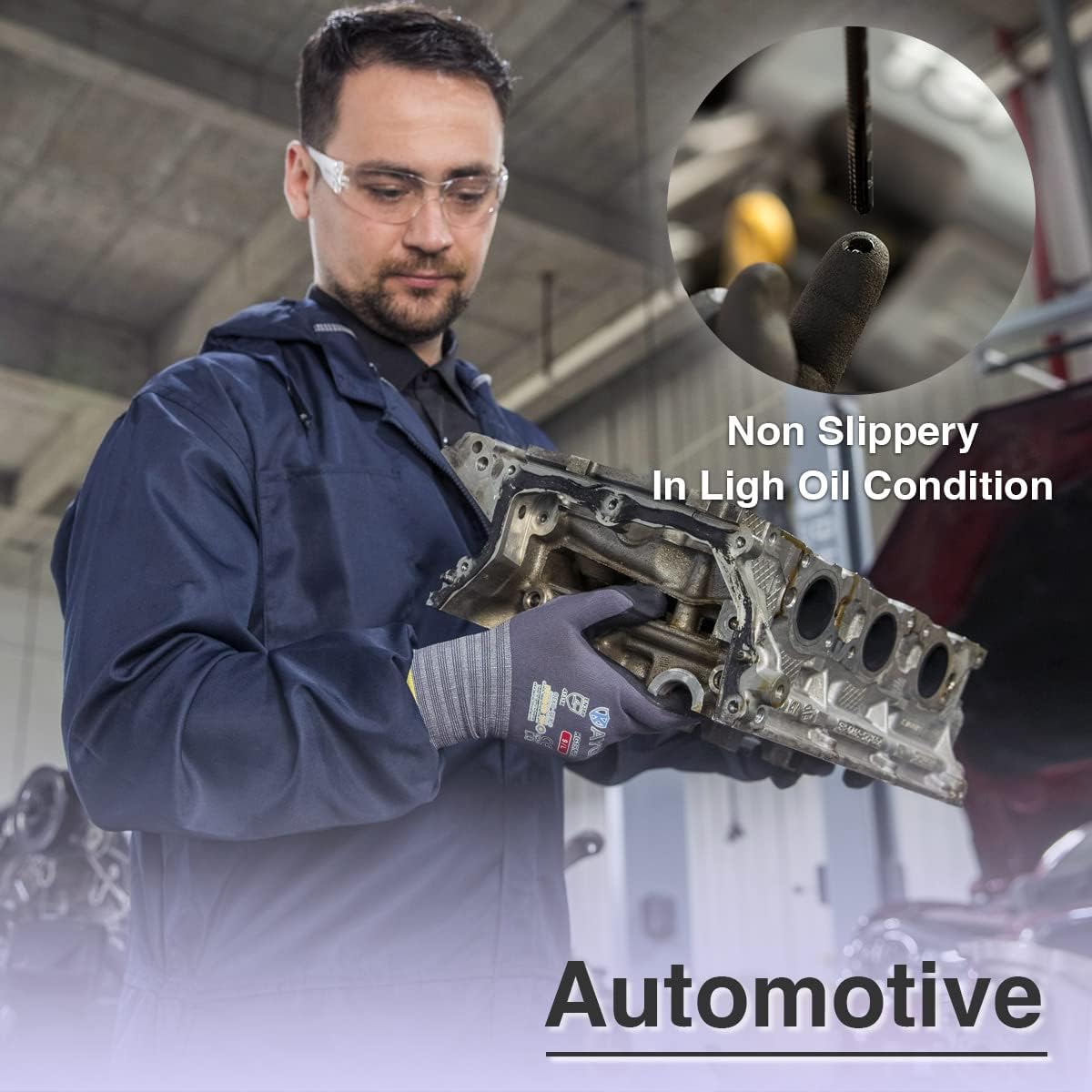 KAYGO Safety Work Gloves MicroFoam Nitrile Coated-60 Pairs, KG18NB,Seamless Knit Nylon Glove with Black Micro-Foam Nitrile Grip,Ideal for General Purpose,Automotive,Home Improvement, Large