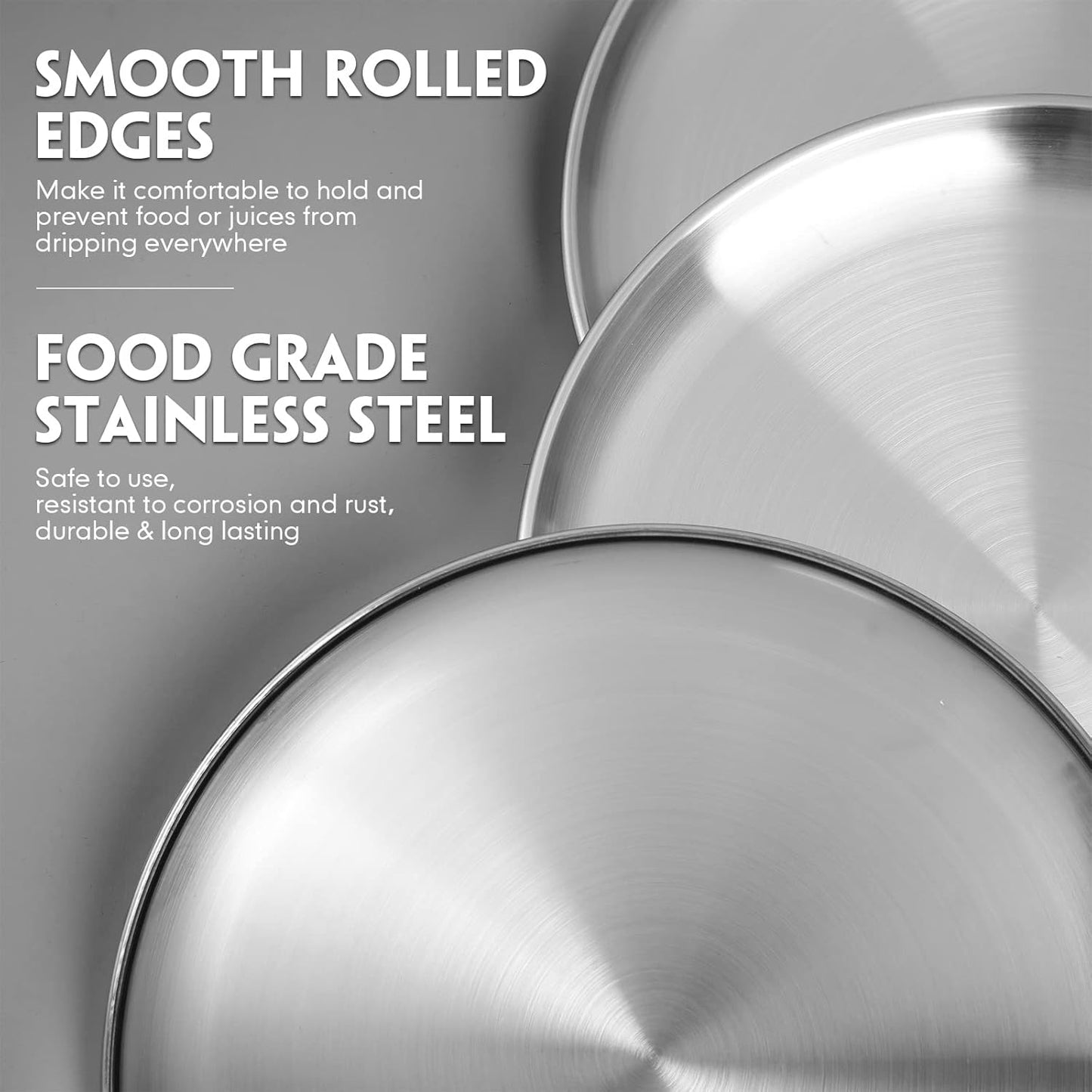 Thenshop 8 Pieces 10 Inch Pizza Pans Bulk Stainless Steel Sets Round Bakeware Pizza Trays for Oven Kitchen Baking Home Restaurant Picnics Holiday Activities Safe Sturdy Reusable Easy Clean(Silver)