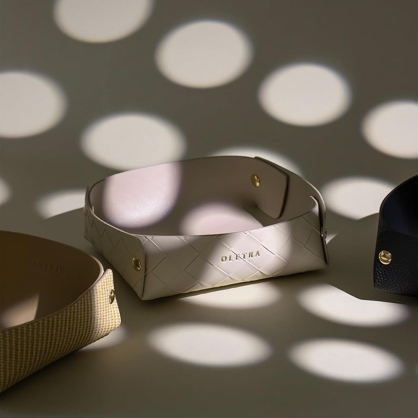 OLETHA Napkin Holder for Luncheon Napkins - Aesthetic Desk Decor for Kitchen & Dining Table - Woven Textured, Beige