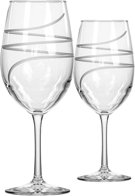 Rolf Glass Twist All Purpose Wine Glass 18 Ounce | Proudly Made in the USA | Large Wine Glasses | Lead-Free Glass | Engraved Large Wine Glasses | (Set of 2)
