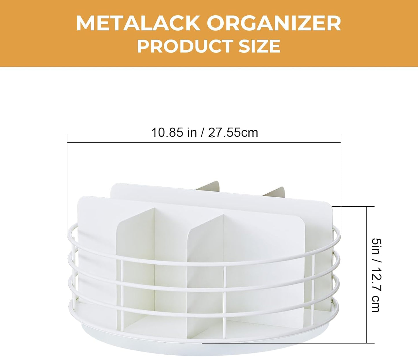 Snack Organizer - Versatile Snack Storage, Lazy Susan with Convenient Grab-and-Go Design, Metal Snack Holder for Home, Office, Breakroom, 10.85" L x 10.85" W x 5" H (White)