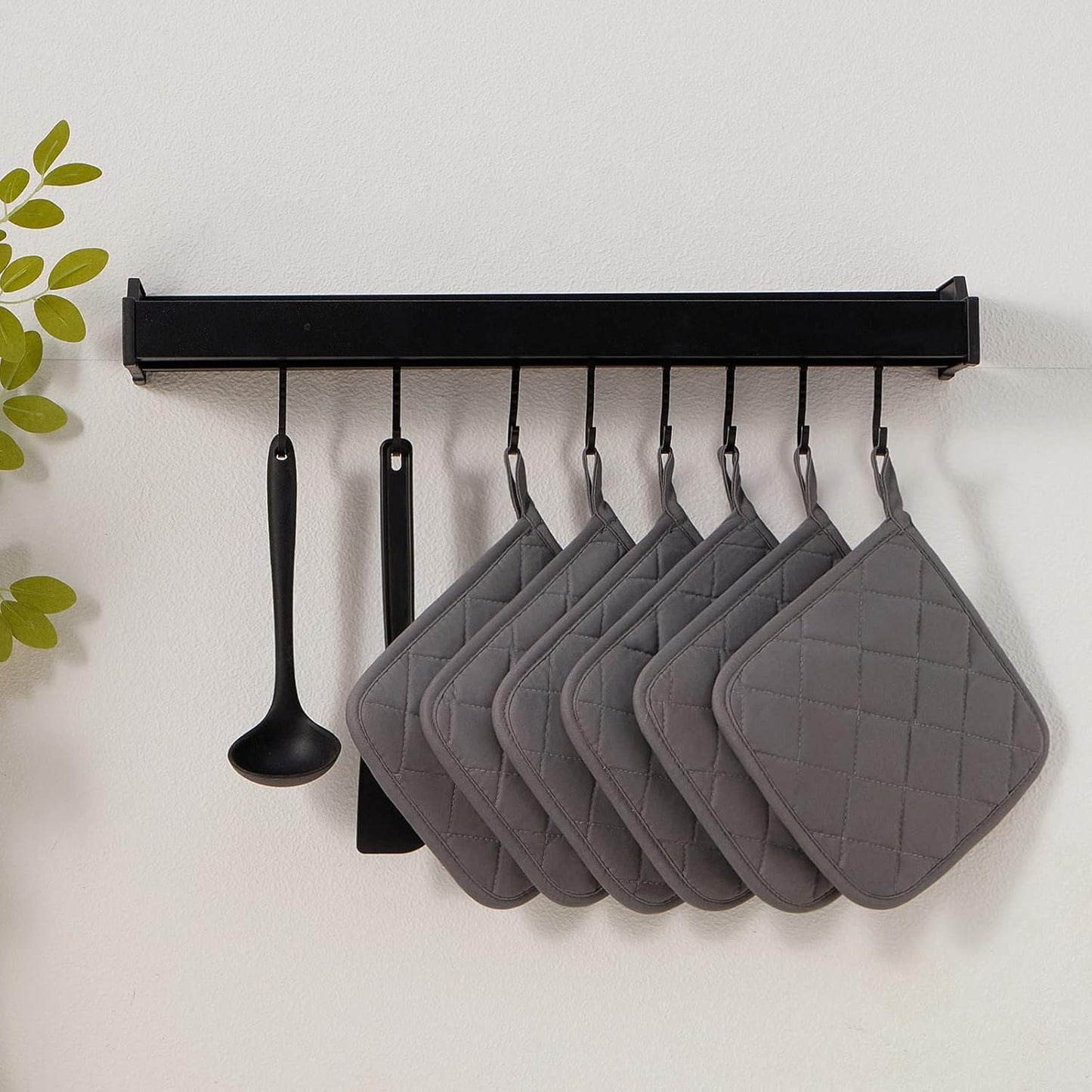 Kitchen Pot Holders Set Heat Resistant Pure Cotton Potholders Kit Trivets Large Coasters Hot Pads Terry Pot Holders for Everyday Cooking and Baking by 7 x 7 Inch Set of 6 Grey