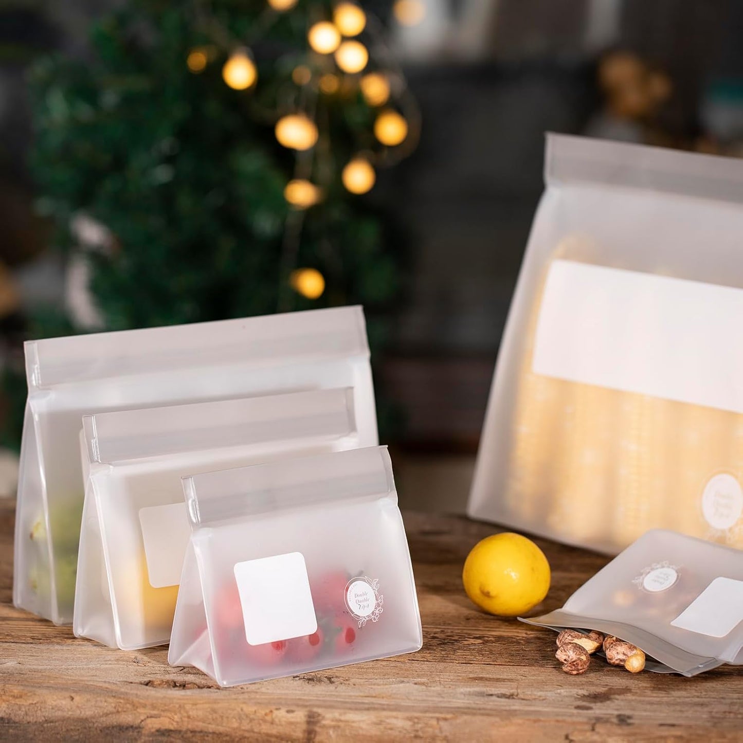 Reusable Silicone Food Storage Bags – 14-Pack Stand-Up, BPA-Free, Freezer, Dishwasher Safe & Eco-Friendly – 3 L, 8 M, 3 S Bags – Airtight Leakproof, Sandwich, Snack, and Meal Prep Baggies (Grey)