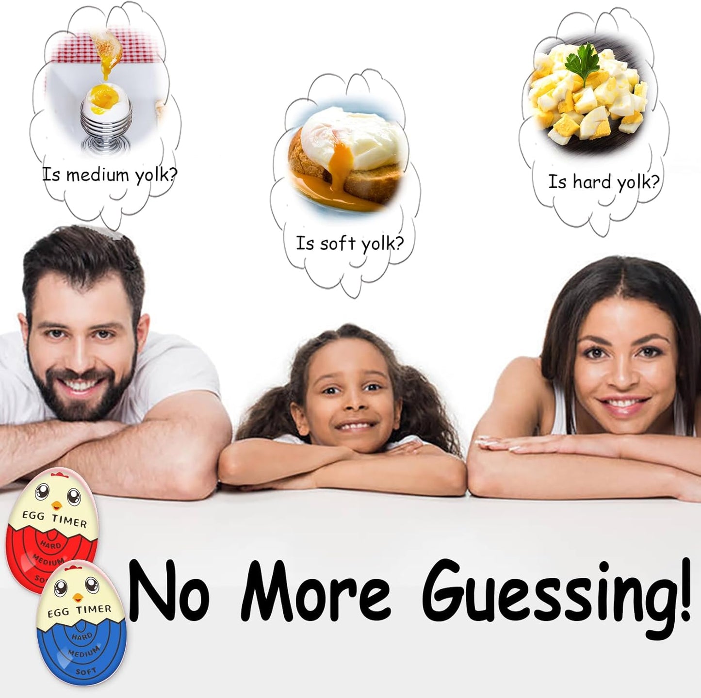 Lasubst Egg Timer That Goes in Water for Soft Medium Hard Boiled Eggs, 1 Red 1 Blue