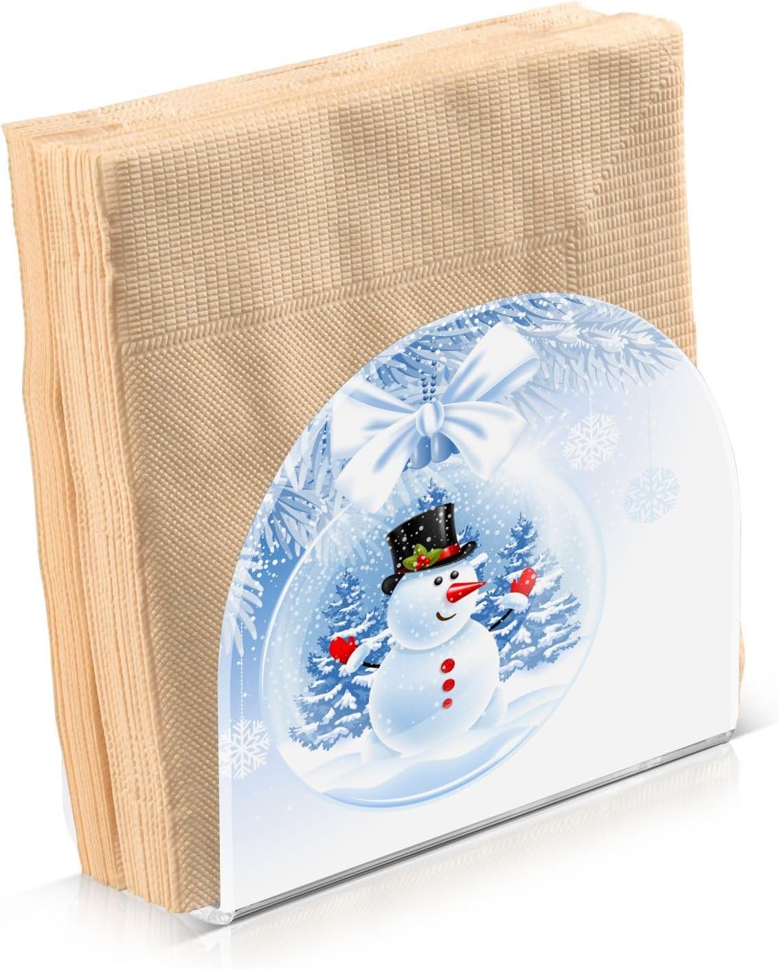 Snowman Winter Snowflake Christmas Napkin Holder for Table Paper Napkins Holder Acrylic Tissue Dispenser Kitchen Dining Room Bathroom Party Car Decor