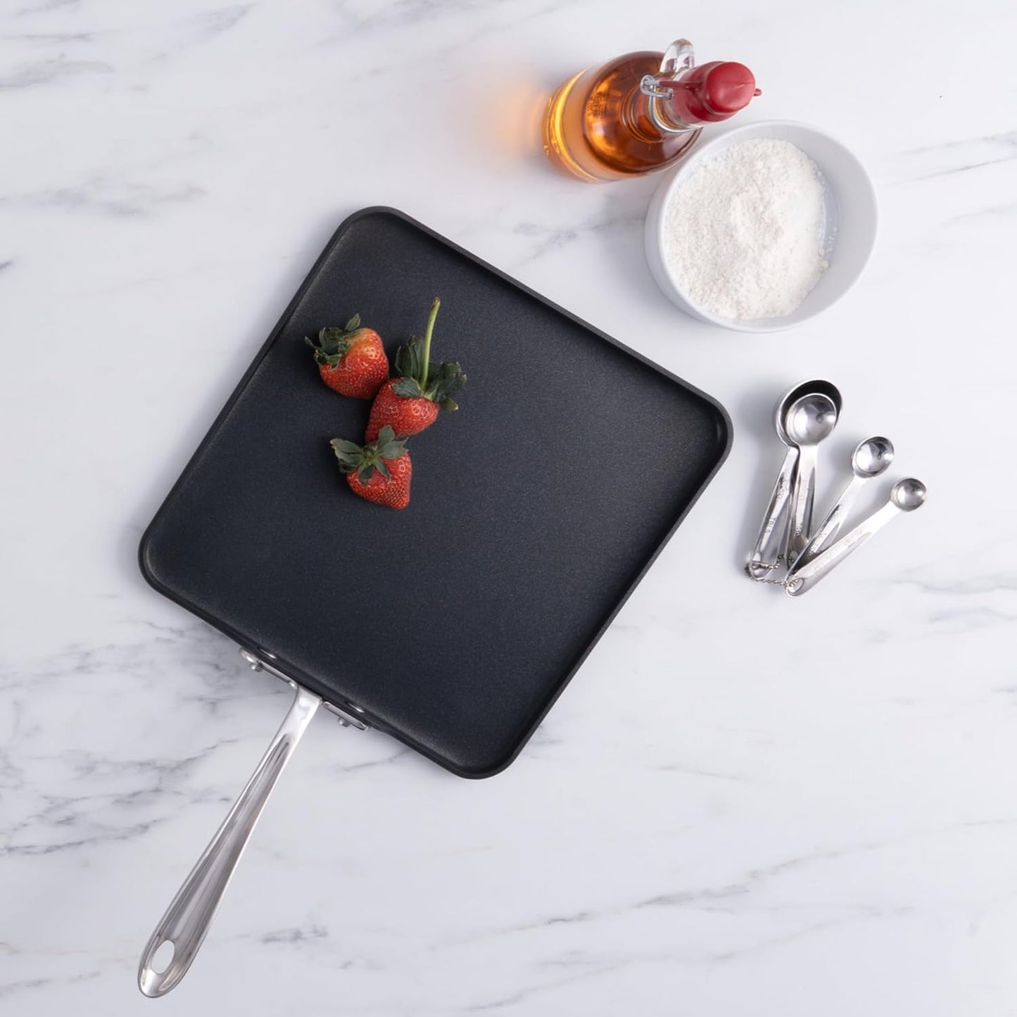 All-Clad HA1 Hard Anodized Nonstick Griddle 11x11 Inch Oven Broiler Safe 500F, Lid Safe 350F Pots and Pans, Cookware Black