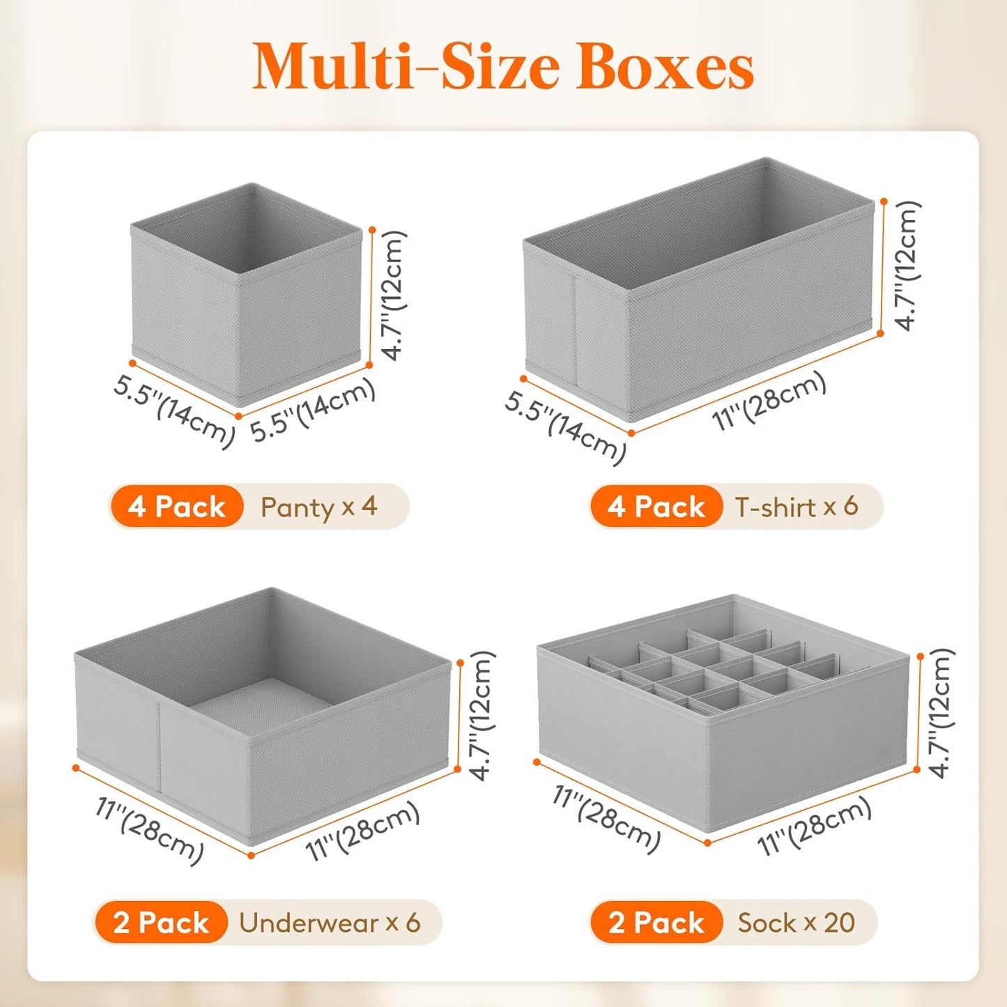 Lifewit Underwear Drawer Organizer for Closet 16 Pack, 3 Sizes Dresser Organizer Dividers, Deep Fabric Foldable Drawer Storage Organizer Bins for Clothes, Sock, Bra, Lingerie, Undies