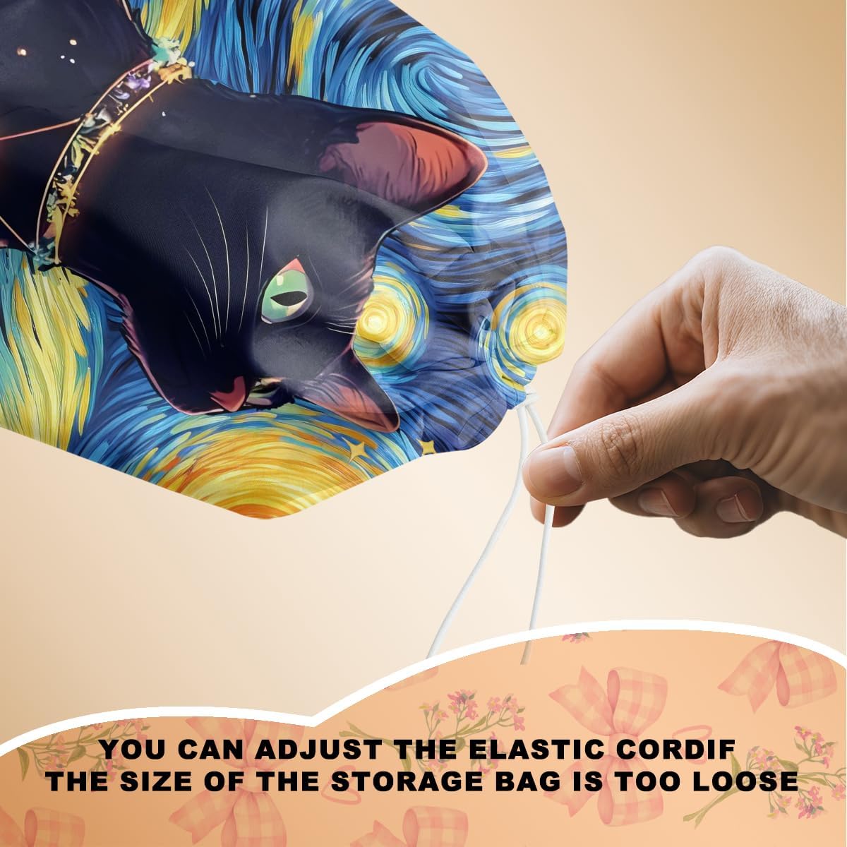 2 Pcs Cat Plastic Bag Holder, Wall Mount Plastic Bag Holders for Grocery Bags, Starry Night Cute Cats Washable Grocery Bags Storage Dispenser for Home Kitchen Decor, Cat Lover Gifts for Women