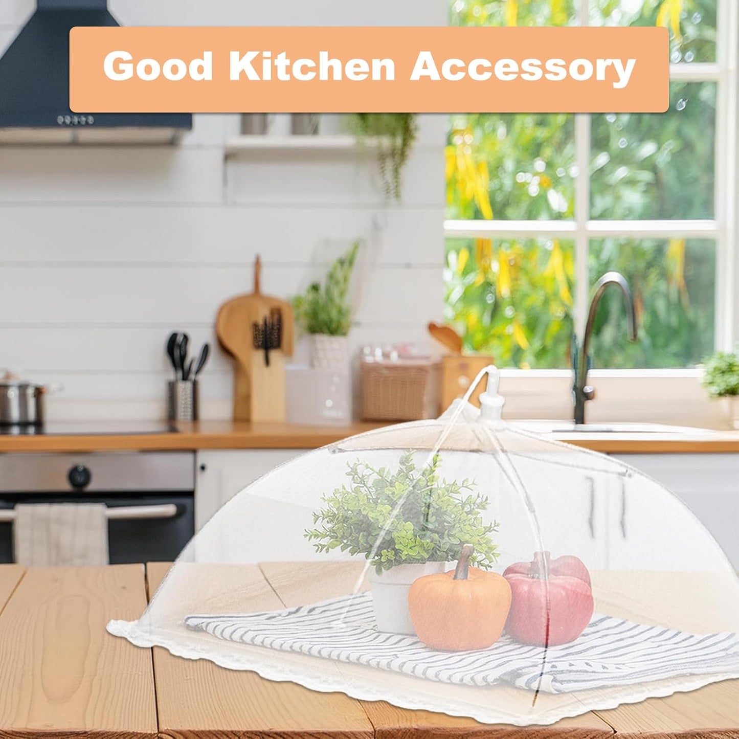 uxcell 3 Pcs Large and Tall Food Covers 15" Mesh Food Covers for Outdoors Collapsible Food Protector Covers Tent for Parties Outdoor Picnics BBQs, White