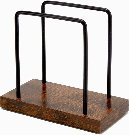 Wood Napkins Holder with Metal Wire, Standing Napkin Holder for Table, Kitchen & Dining Room Décor