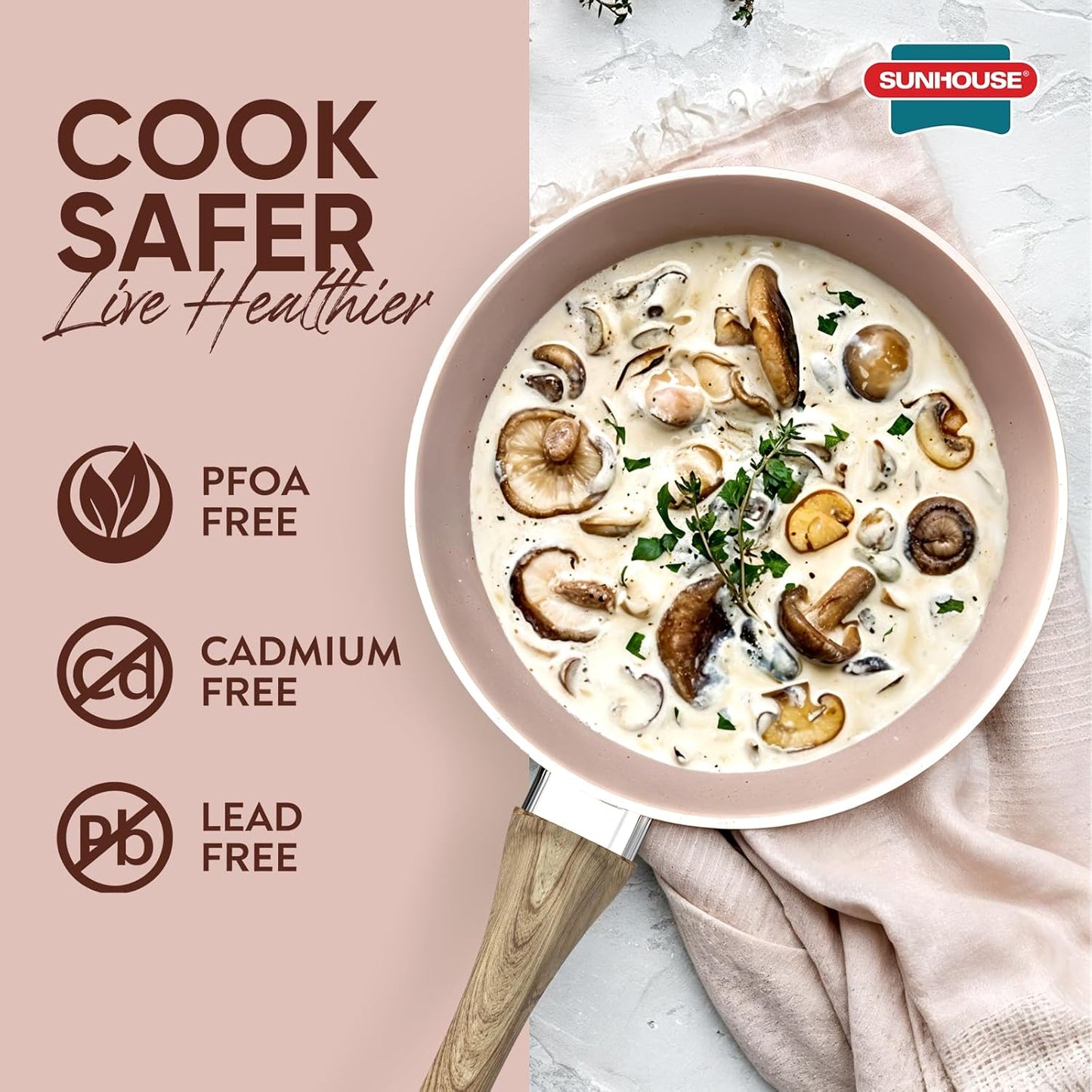 Sunhouse – Durable 9 Inch / 22 cm Nonstick Skillet, 4-Layer Non-Stick Frying Pan, PFOA-Free, Stay-Cool Handle, Induction Compatible with All Cooktops