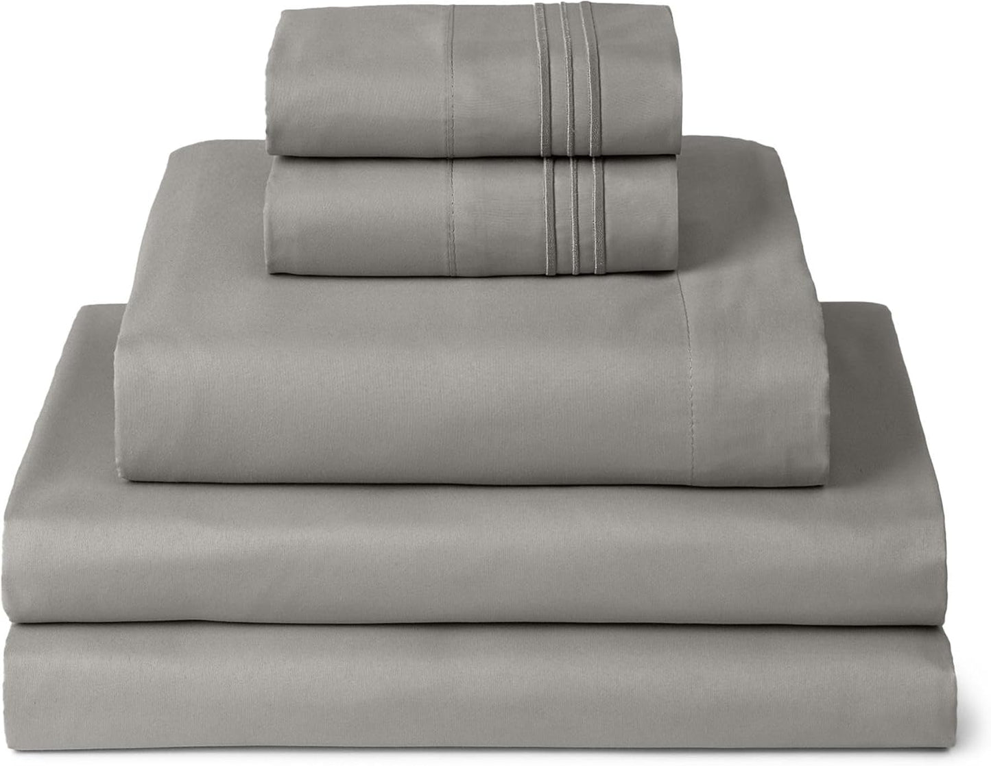Mellanni Split King Sheets Set - 5 PC Iconic Collection Bedding - Hotel Luxury, Extra Soft, Cooling Bed Sheets - Wrinkle, Fade, Stain Resistant (Split King, Taupe)
