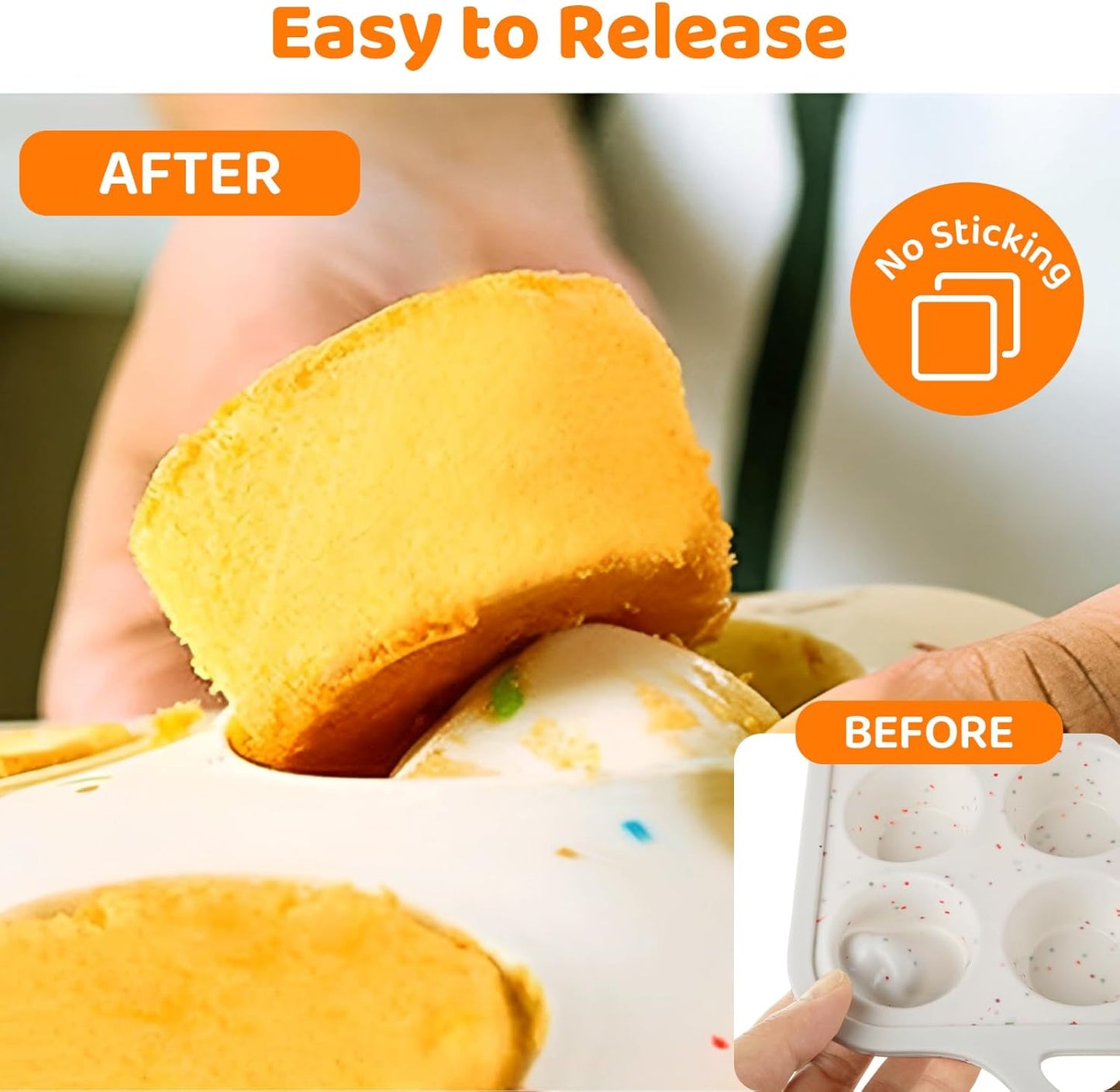 3 Pack Silicone Muffin Pan for Baking 24 Cup Mini Silicone Cupcake Pan with Metal Reinforced Frame, Nonstick Baking Cups BPA Free Silicone Cupcake Molds for Oven Dishwasher Safe, Cream