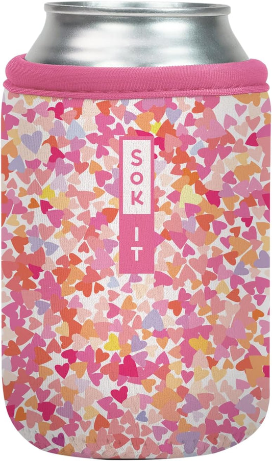 Sok It CanSok Sleeve for Beer & Soda Insulated Neoprene Cover (Floral Hearts, 12oz Can Sleeve)