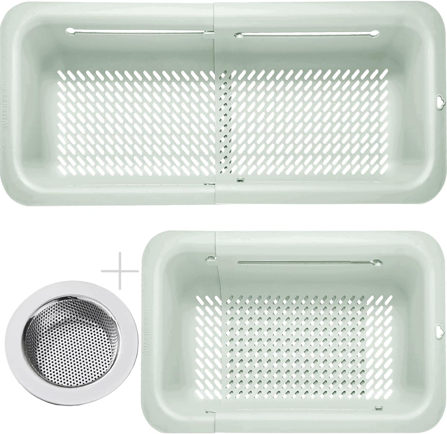 LASSHSWA Collapsible Colander and Strainer for Kitchen, Over the Sink Strainer Basket for Kitchen, Fruit Pasta Food Strainer Expandable Plastic Colander with A Sink Drain Strainer Stainless Steel
