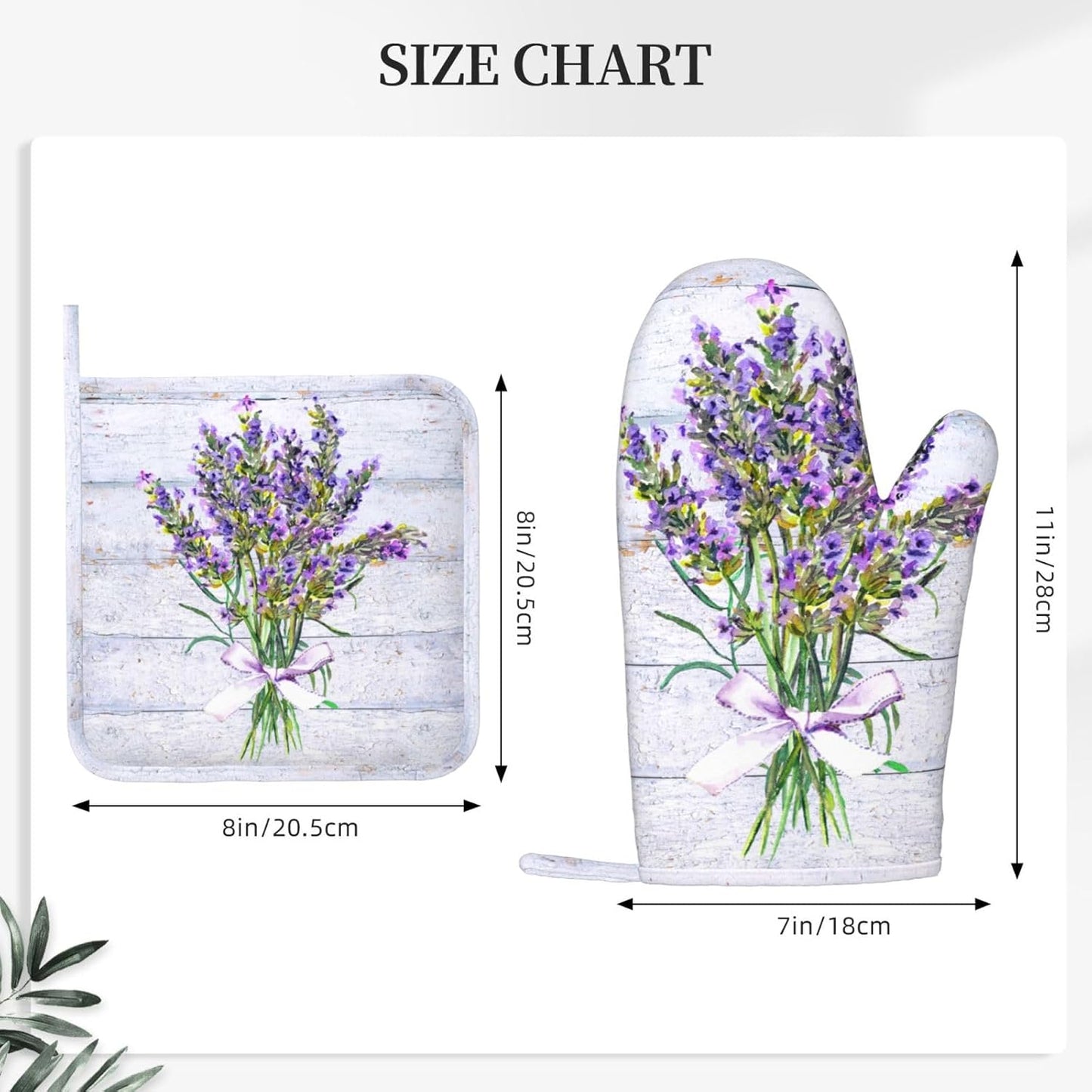Wood Spring Lavender Oven Mitts Pot Holders Set Silicone Lavenders Kitchen Oven Mitts Heat Resistant Potholders Non-Slip 4pcs Hot Pads and Lilac Flower Oven Gloves Sets for Baking