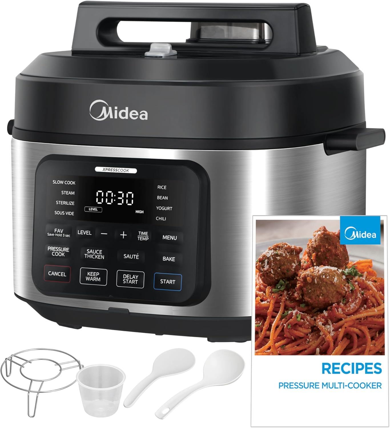 Midea WideMax 12-in-1 Electric Pressure Cooker, 6.5 Quart, 12 Presets, Multi-Functional Programmable Slow Cooker, Rice Cooker, Steamer, Sauté Pan, Cake, Yogurt, Warmer and More