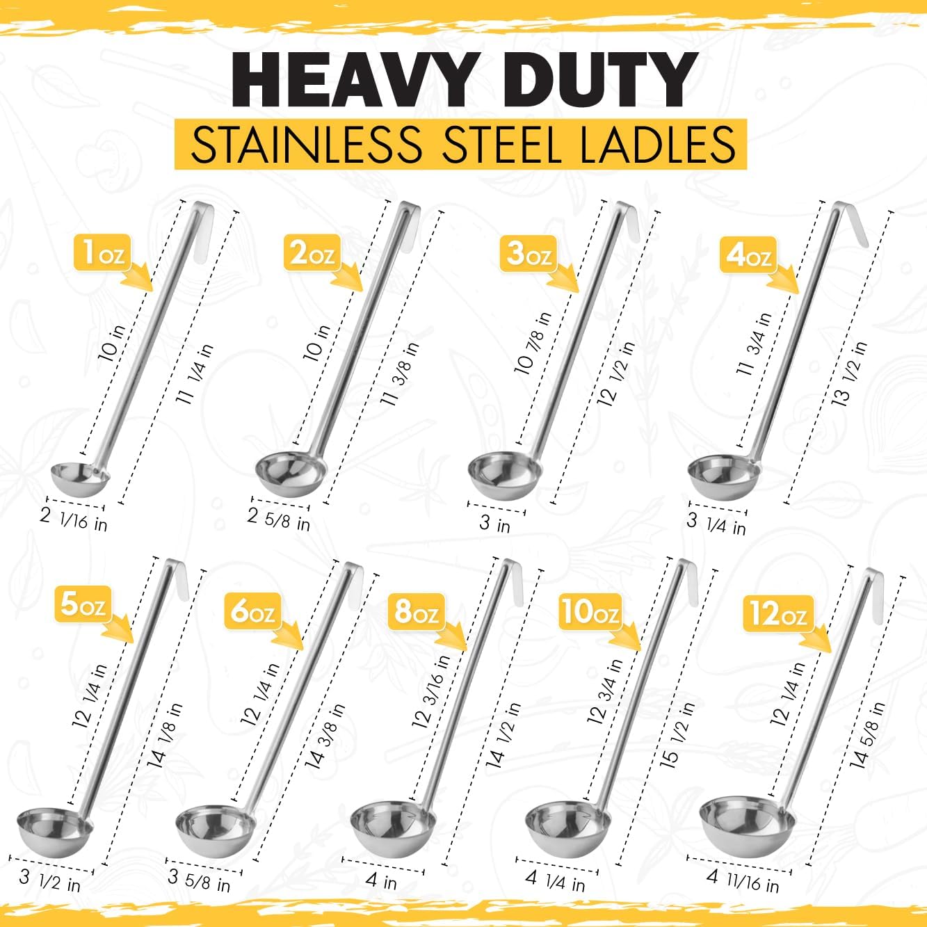 Ladle - Durable Stainless Steel Ladle Serving Measuring Soup Dressing Sauce Gravy Sturdy Dependable Long Handle for Kitchen (1, 1 Oz.)